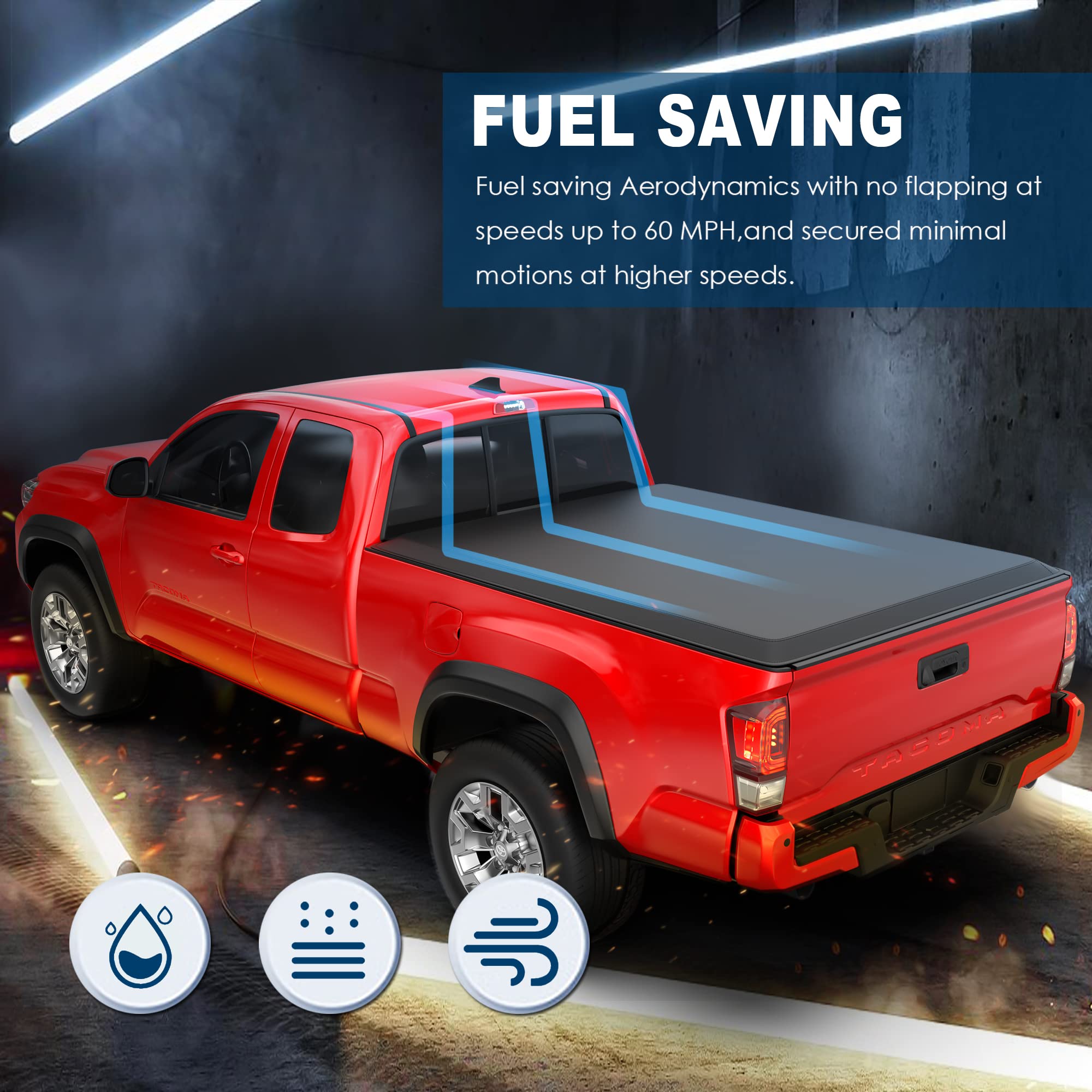 Mostplus 5 Ft Tri Fold Soft Truck Bed Tonneau Cover Compatible For 2005 2006 2007 2008 2009 2010 2011 2012 2013 2014 2015 Toyota