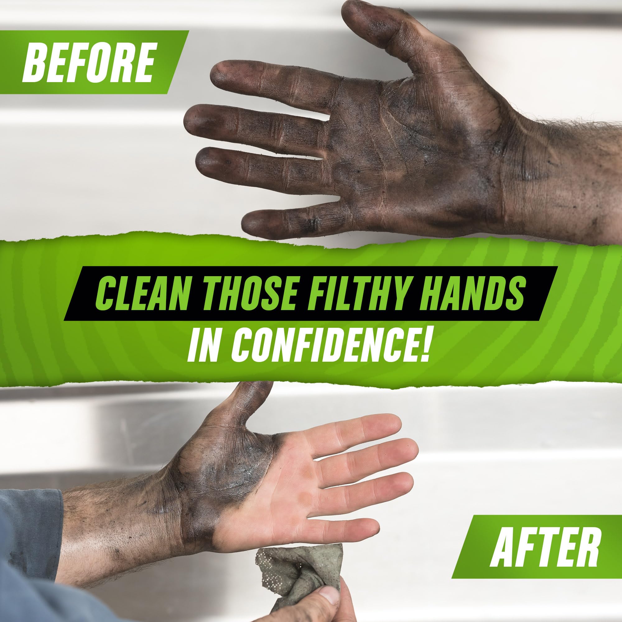 Grip Clean Heavy-Duty Cleaning Wipes, Citrus Scented, 72 Count, Waterless Hand Cleaner for Mechanics & Tools, Model HW72