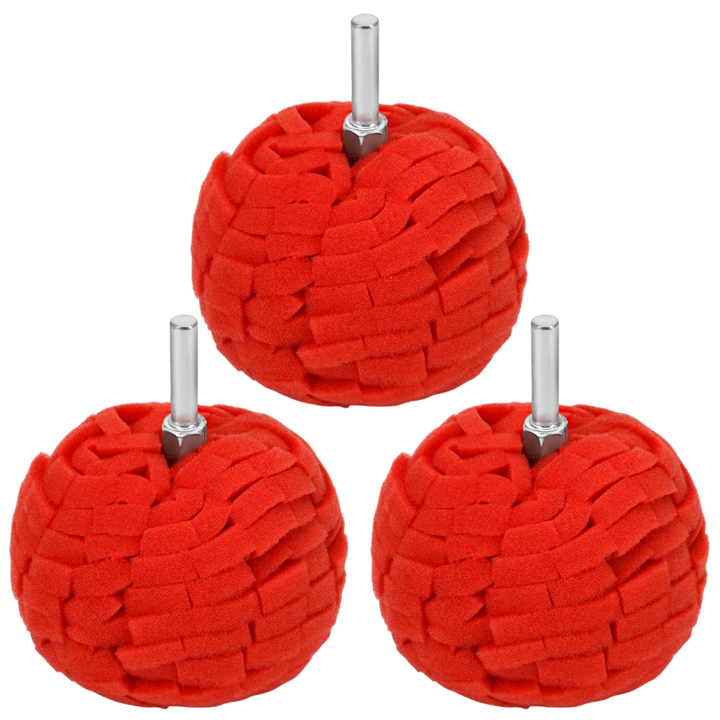 3PCS 3'' Power Polishing Ball Tool for Drill, Waxing Car Wheel Polisher Detailing Adapter Round Buffing Cone Finishing Pad with 