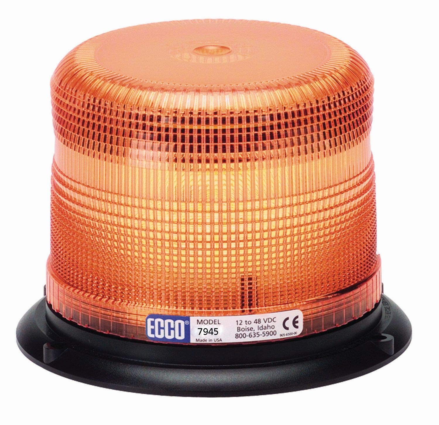 ECCO 7945A LED Beacon, Pulse II, Low Profile, 12-48VDC, 11 Flash Patterns, Amber