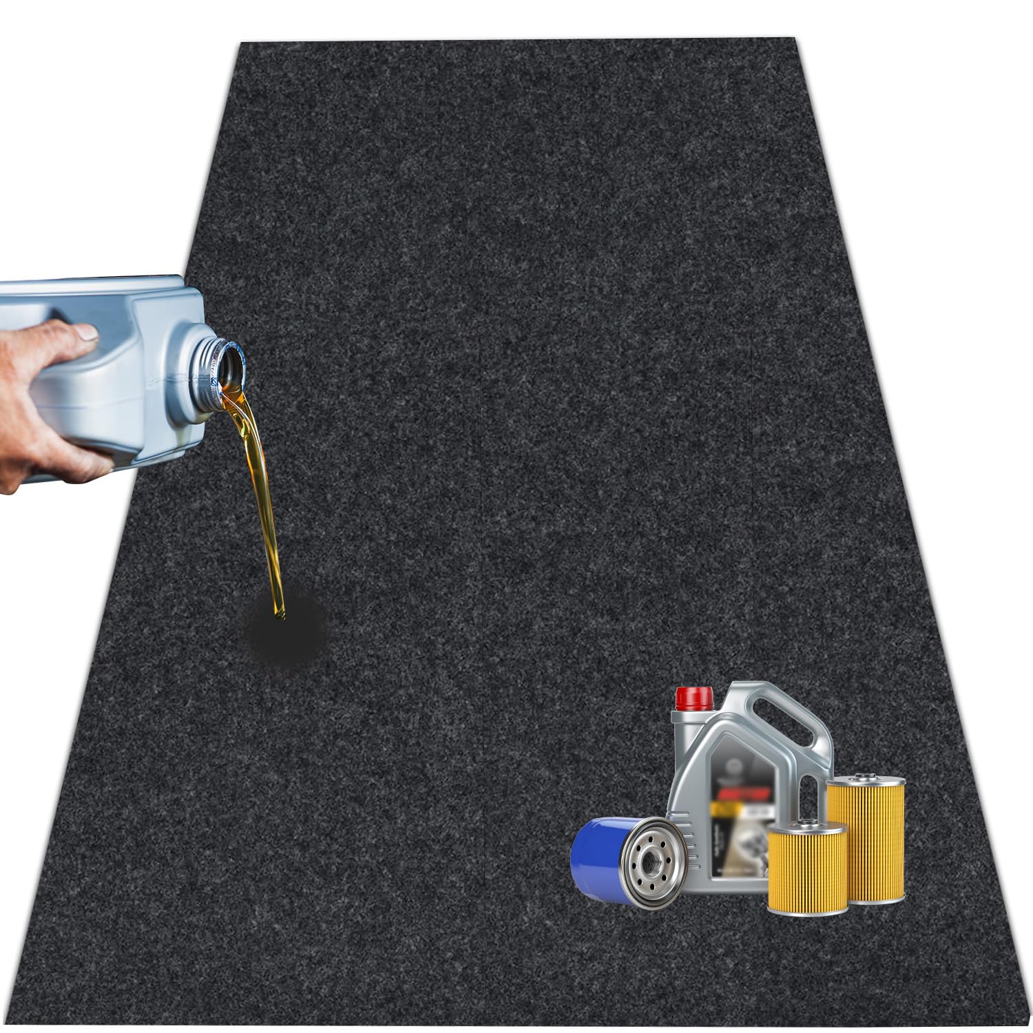36 X 60 Inch Oil Spill Mat For Garage, Garage Floor Oil Change Mat For Driveway Under Car, Oil Pads Drip Leak Mat With Weather B