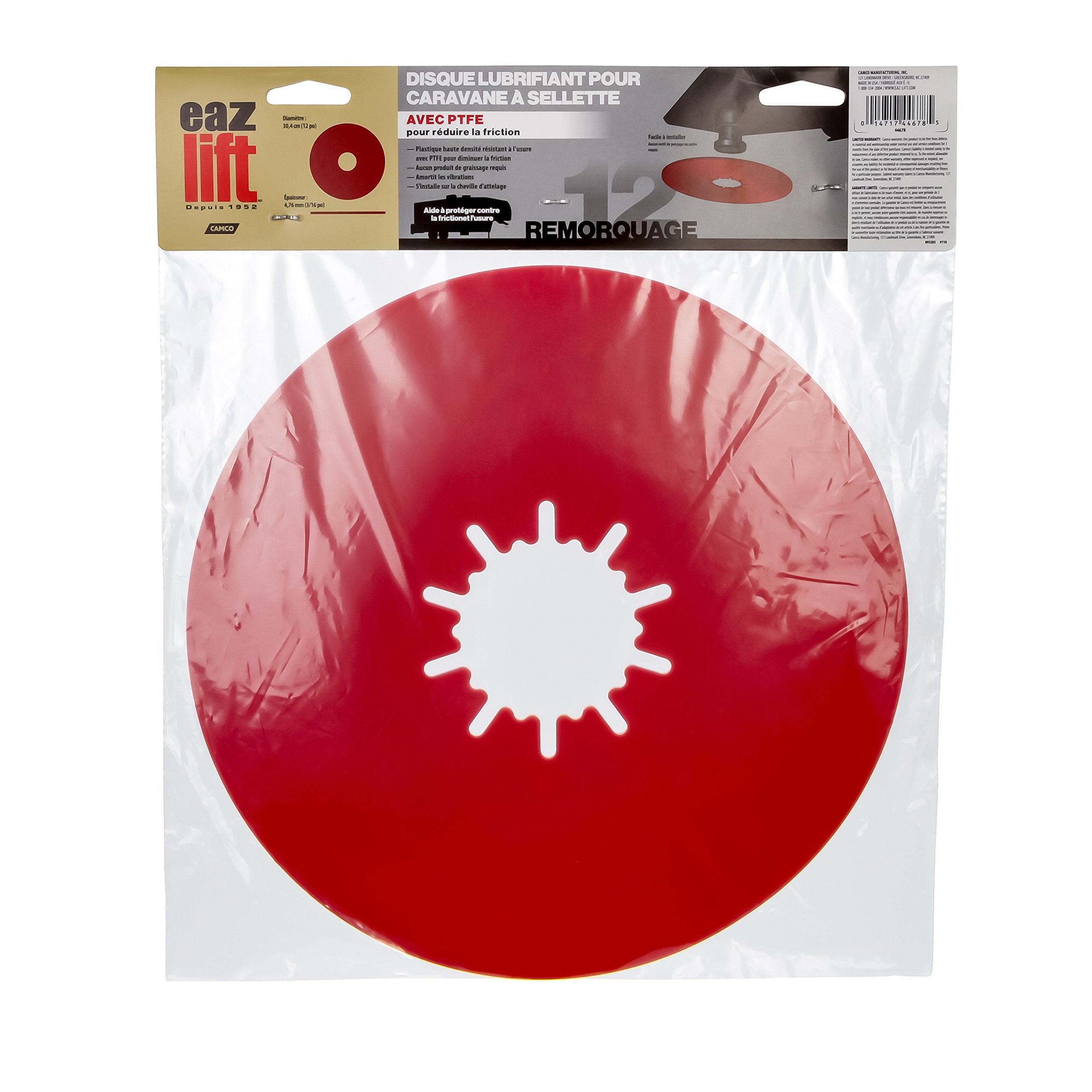 Camco Eaz-Lift 12    Premium Fifth Wheel Lube Plate - Crafted Of High-Density Ptfe Plastic To Protect Against Wear And Tear - Cu
