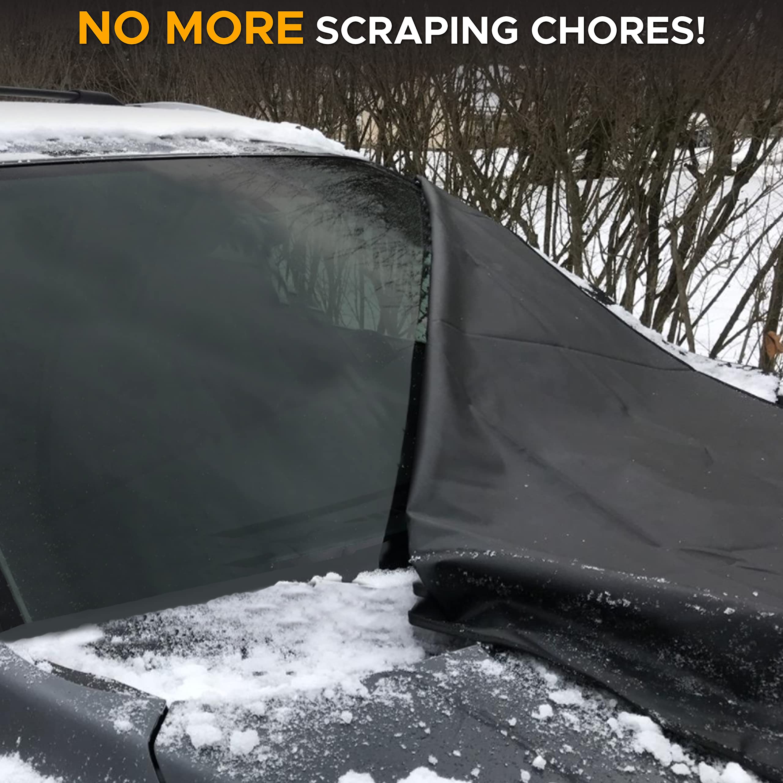 EcoNour Rear Windshield Snow Cover | 600D Oxford | Black | All Weather Protection for Sedans, SUVs & Vans