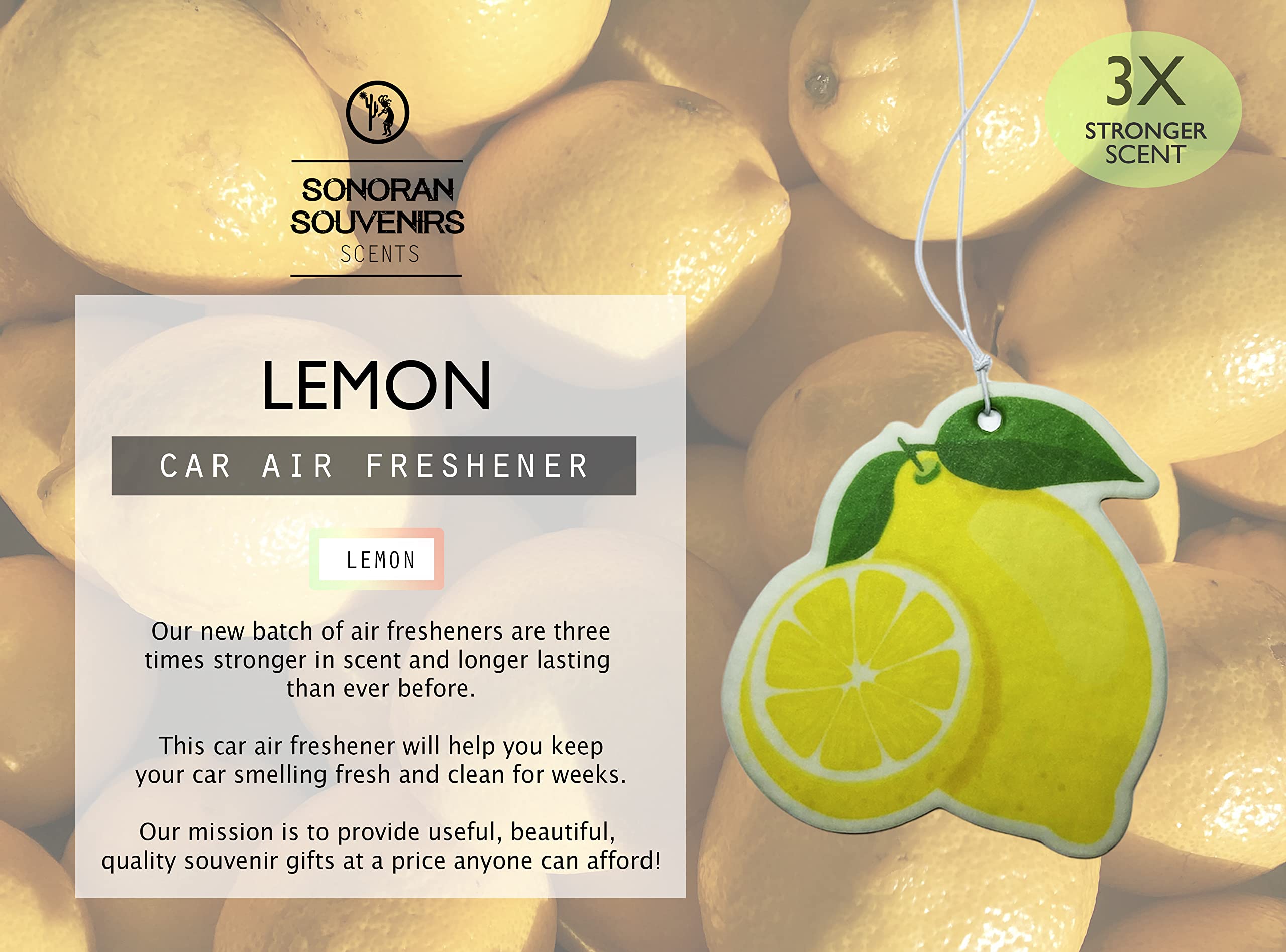 (Pack of 4) Fruity Fruit Air Fresheners - Automotive Accessory - Car Hanging Air Fresheners (Lemon)