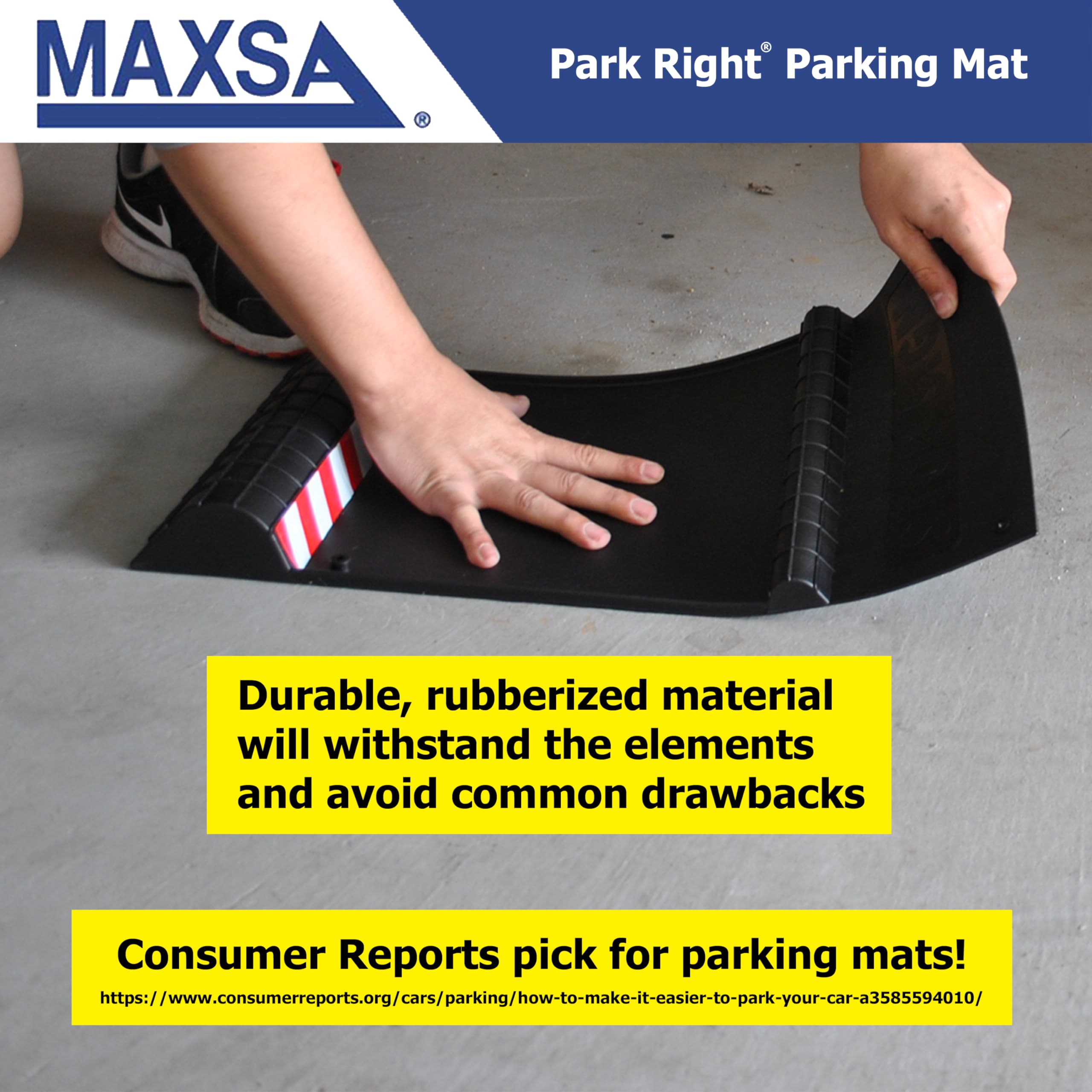 Maxsa 37358-2Pk Park Right 21'' X 11'' X 2'' Parking Mat, Black