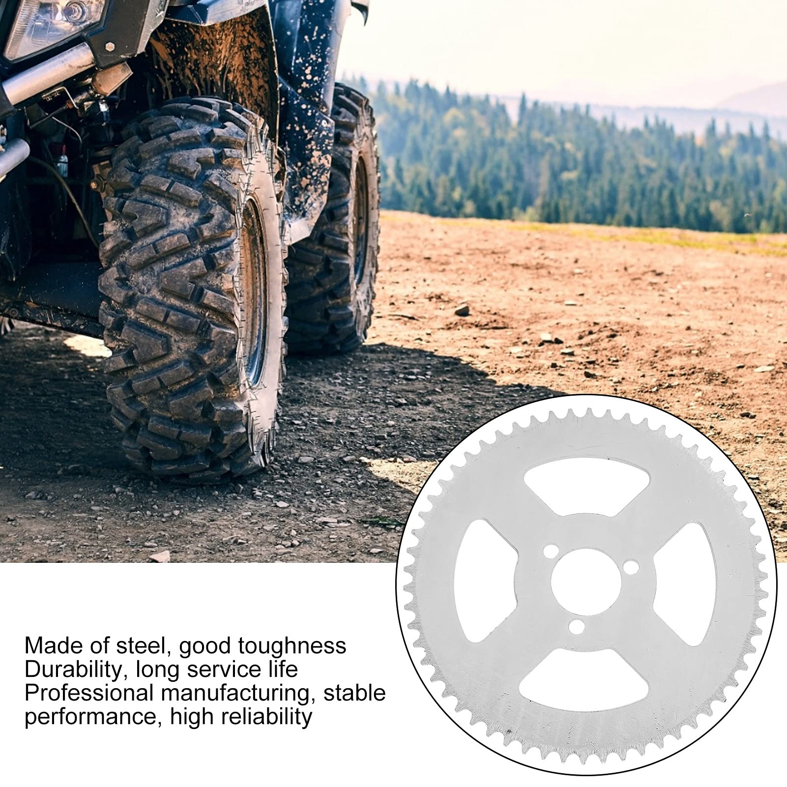 Vgeby T8F 58T Sprocket, T8F 58T White Steel Sprocket 3 Hole Crankset 29Mm Compatible For 47/49Cc Mini Motorcycle Atv Kart Electric Bicycle Modification Accessories Supplies T8F 58T Sprocket