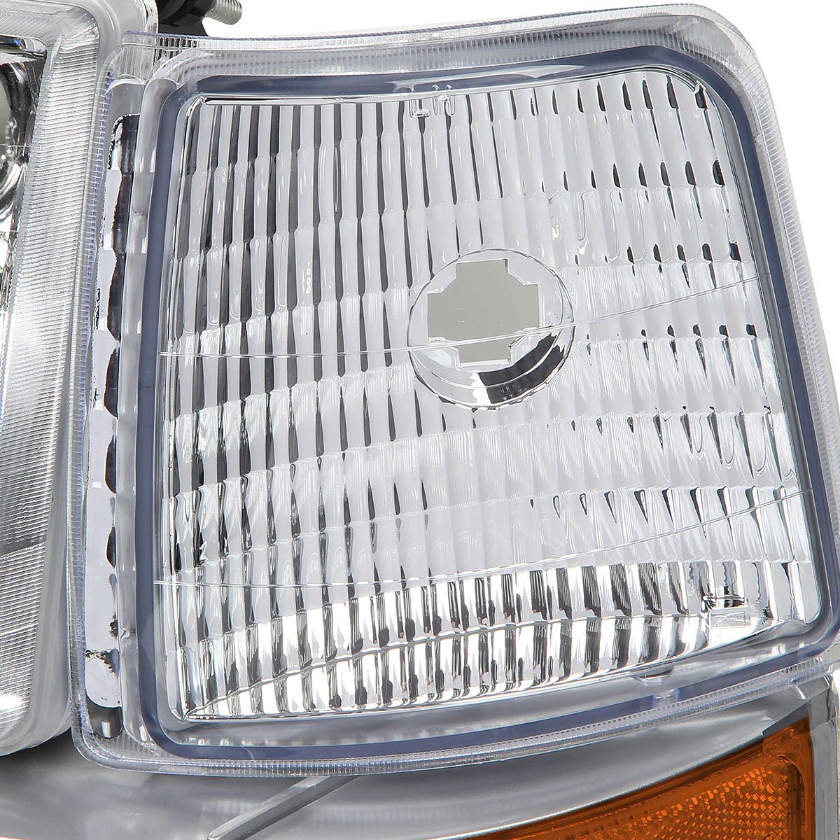 DNA MOTORING Chrome Amber Headlights Replacement for 92-96 F150/F250/F350/Bronco, Model HL-OH-F15092-6P-CH-AM