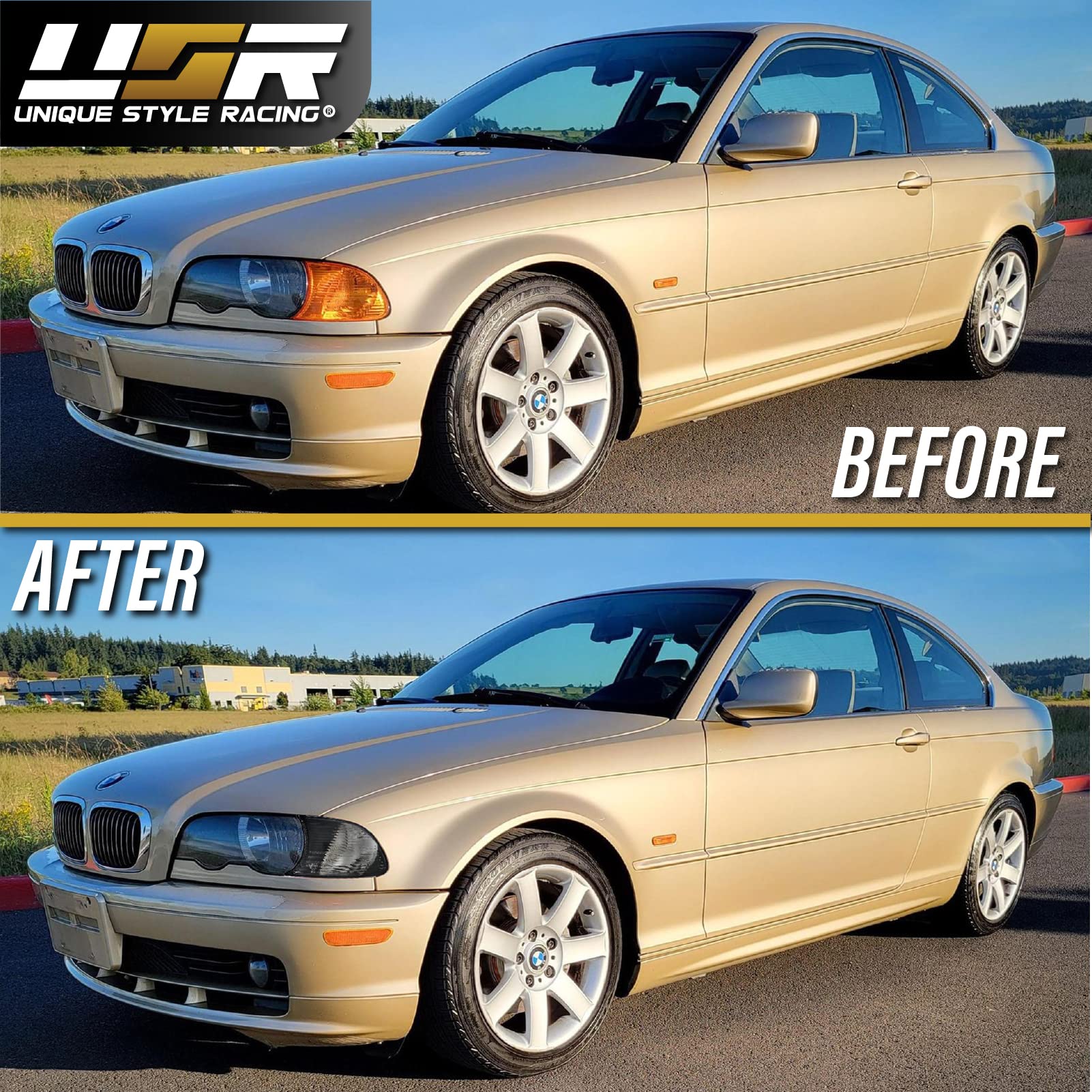 Depo 00-01 E46 2D Cornering Lights - Oe Euro Smoke Clip-On Corner Turn Signal Lamps (Left + Right) Compatible With 2000-2001 Bmw