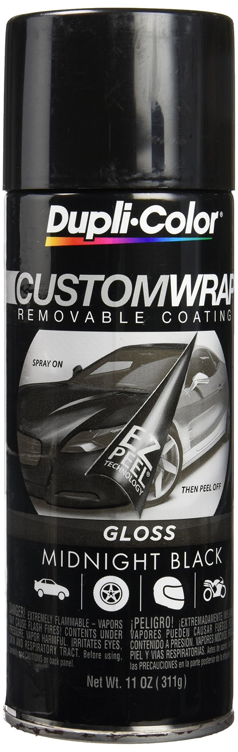Dupli-Color Custom Wrap Gloss Removable Automotive Paint, 11 oz, Midnight Black, Model ECWRC8400