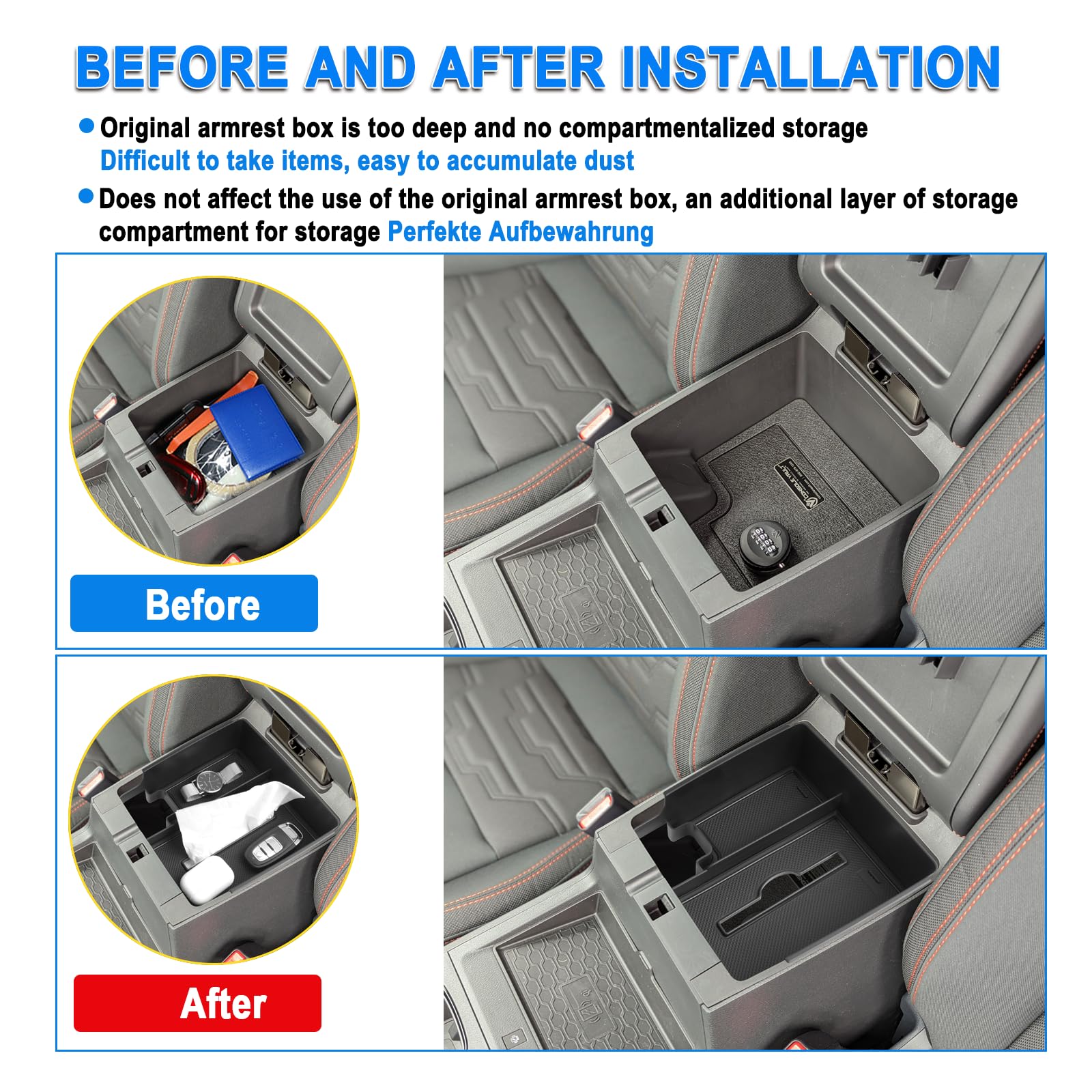 SHAOHAO Center Console Organizer Tray for 2022-2026 Nissan Frontier with Tissue Holder, Fits S, SV, Pro-X, Pro-4X, SL Models