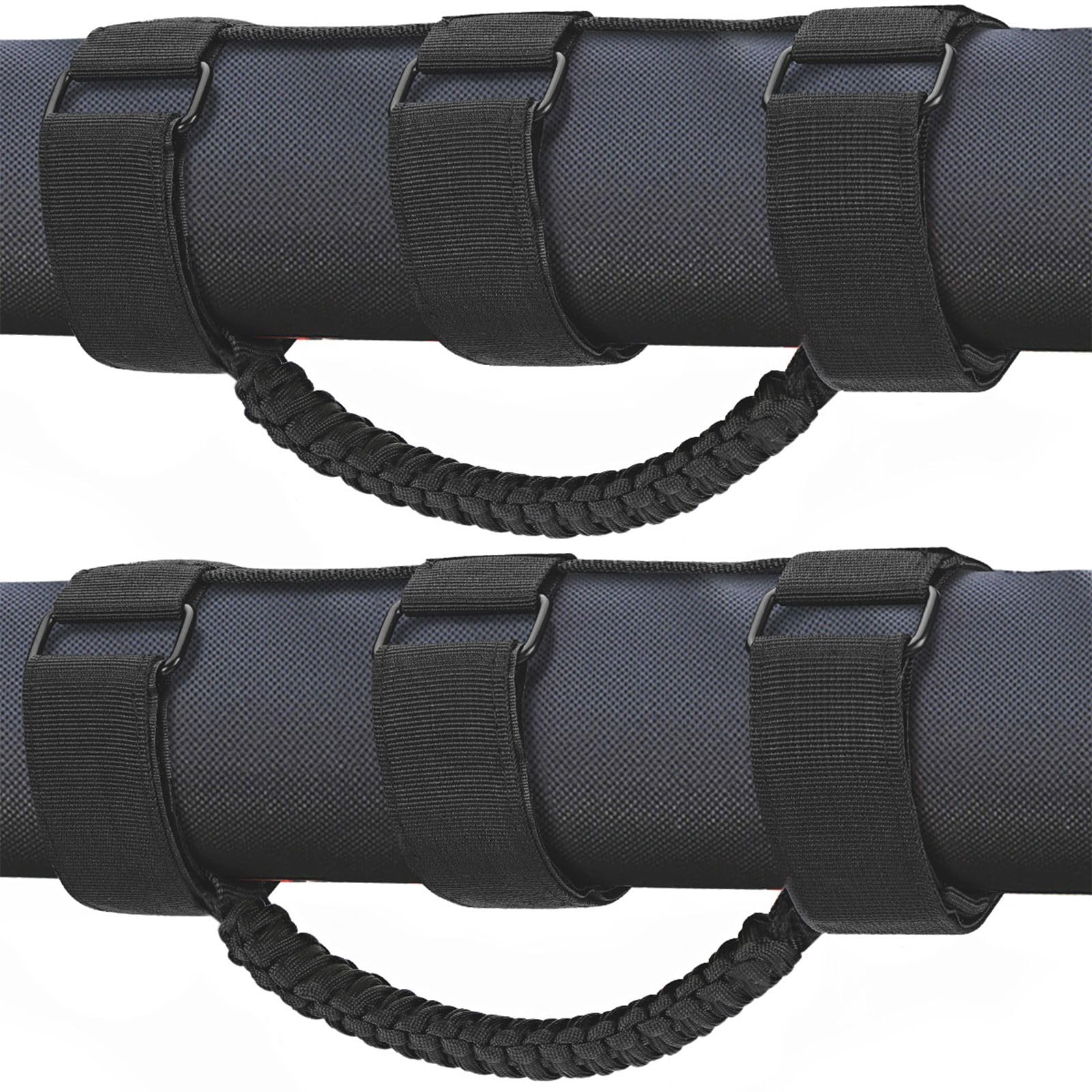 moveland 2 Pack Roll Bar Grab Handles, Black Paracord Grip Handles for 1955-2023 Jeep Wrangler JL, JK, TJ, YJ & Jeep Gladiator A