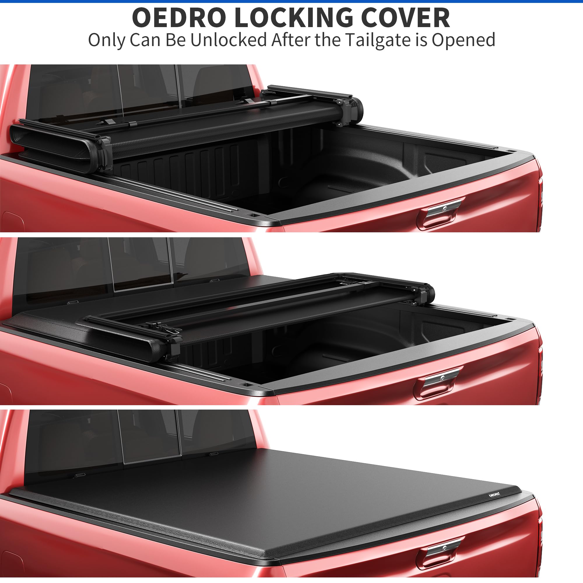 Oedro Soft Tri-Fold Truck Bed Tonneau Cover Compatible With 2014-2021 Toyota Tundra (Excl.Trail), Fleetside 5.5 Ft Bed With Deck