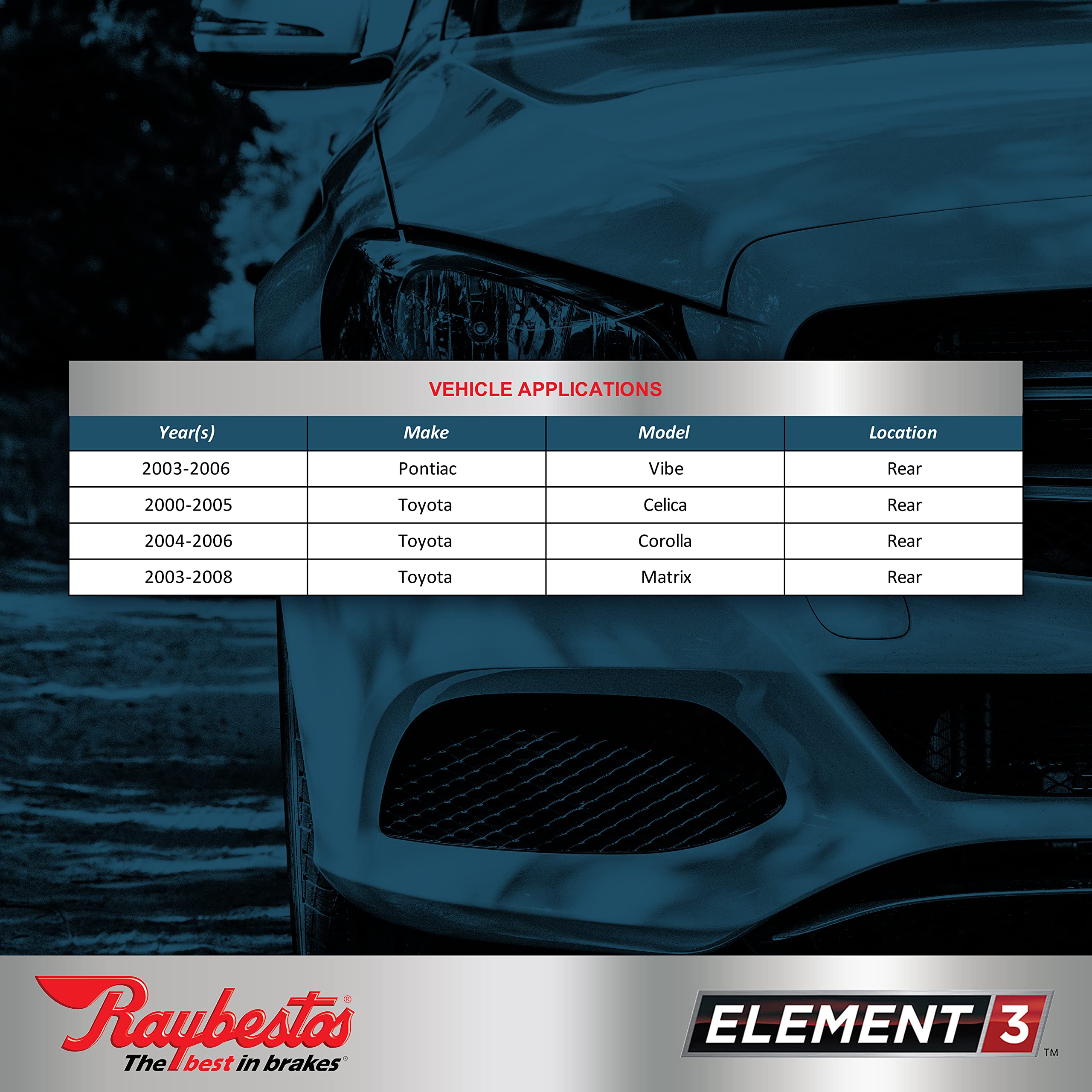 Raybestos Premium Raybestos Element3 Eht Replacement Rear Brake Pad Set For Select Toyota Celica/Corolla/Matrix And Pontiac Vibe