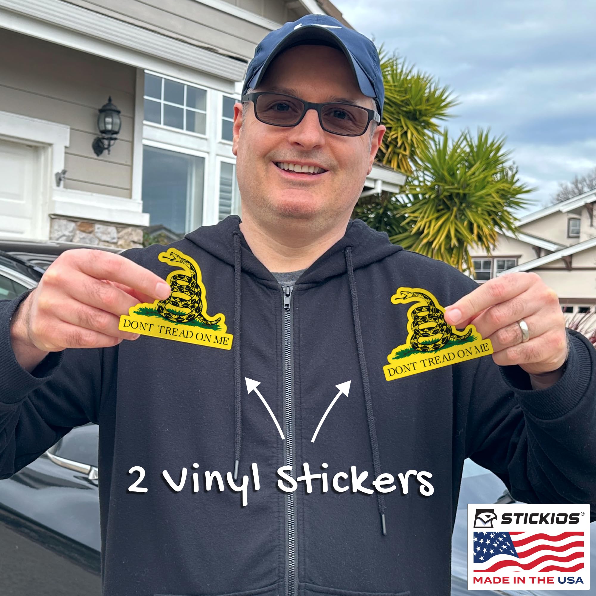 Stickios Dont Tread On Me Stickers for Cars - Gadsden American Flag Rattlesnake Vinyl Stickers (x2) - Don't Tread On Me Decals f