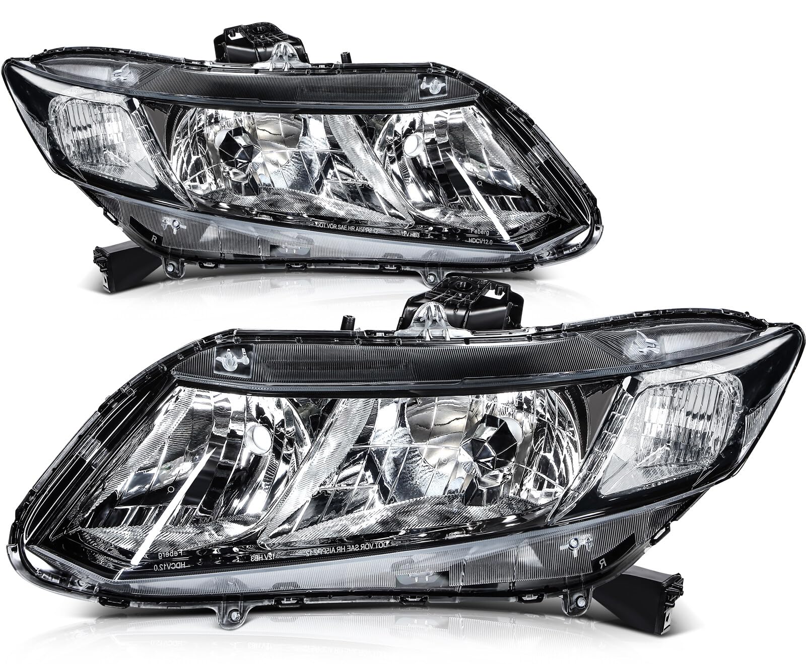 LSAILON Headlight Assembly Replacement Fit 2012-2015 for Honda Civic Headlamp 33150TR0A01 33400TR0A01 33150-TS8-A51 33100-TS8 HO