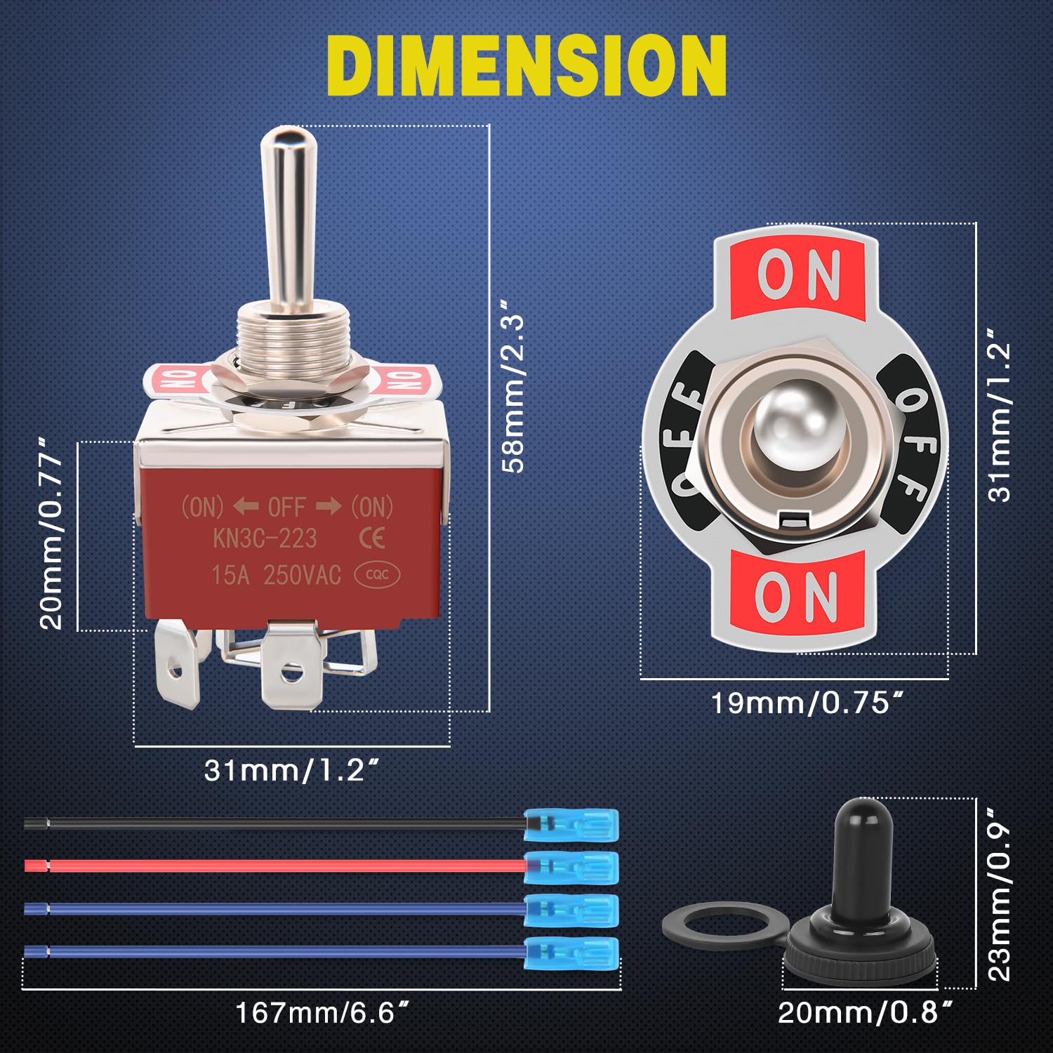 Nilight 4Pin Reverse Polarity Toggle Switch 2Pcs 12V Momentary Rocker Switches 30A On Off On Dpdt 3 Position Waterproof Boot Cap