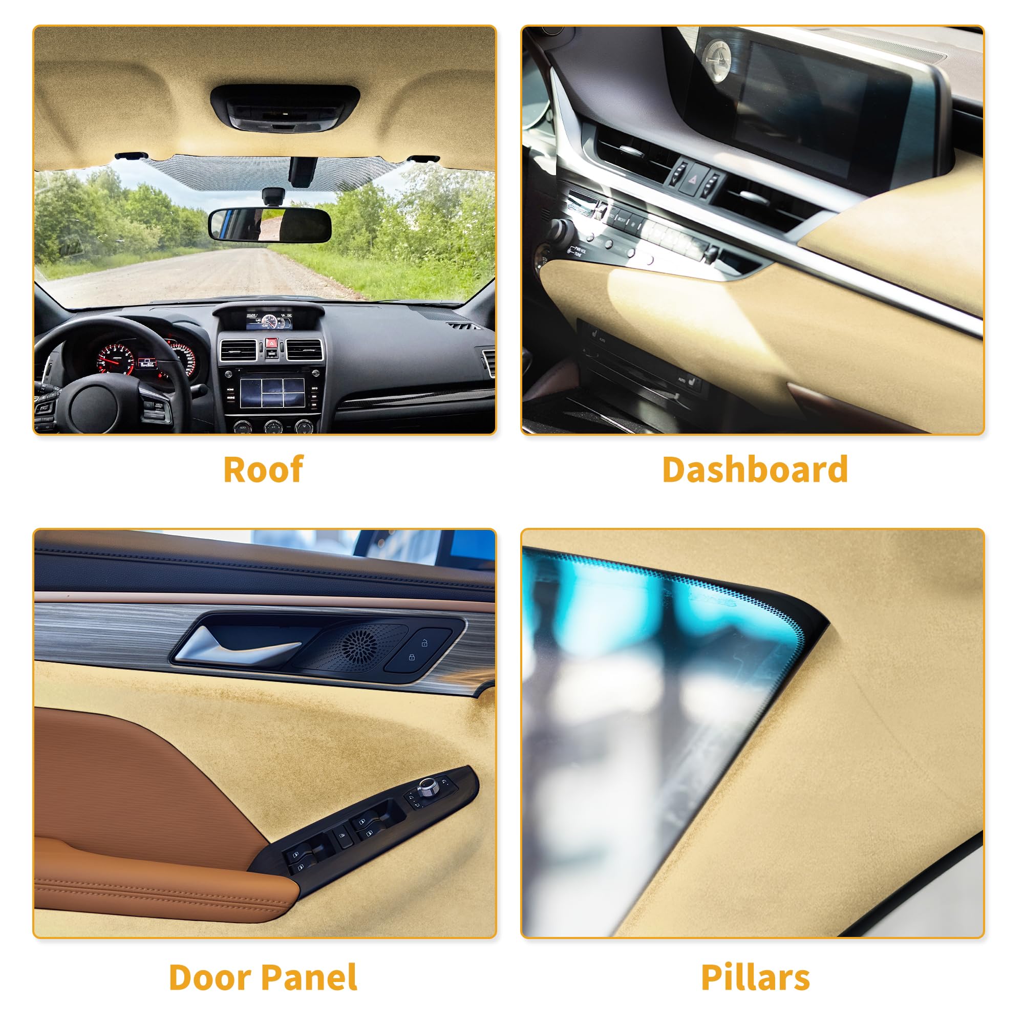 Partuto 150G Headliner Fabric for Car Truck RV SUV Boat Automotive Interior Trim DIY Roof Repair Replacement Suede Fabric Beige