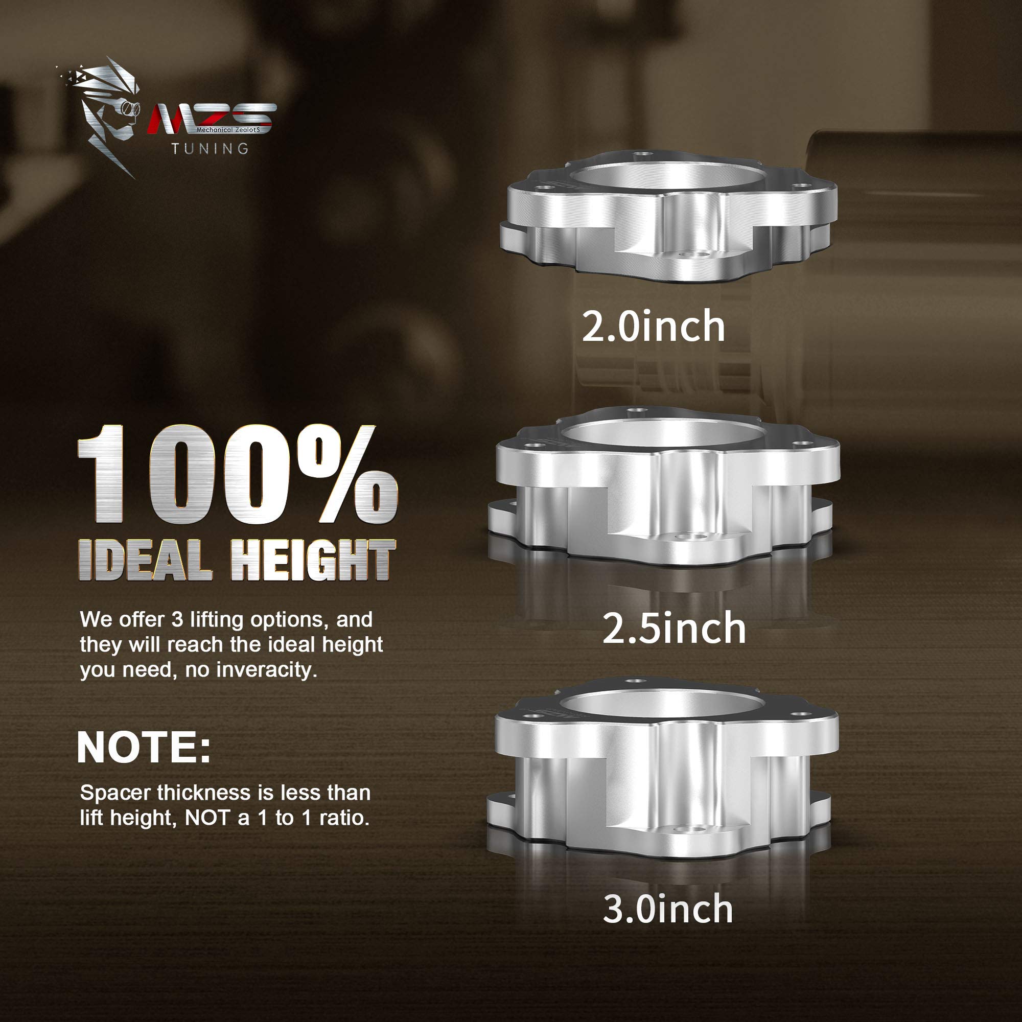 MZS 3" Front Leveling Kit Strut Spacers for 2007-2024 Tahoe Silverado Sierra Yukon, Aluminum, Compatible with 2WD/4WD
