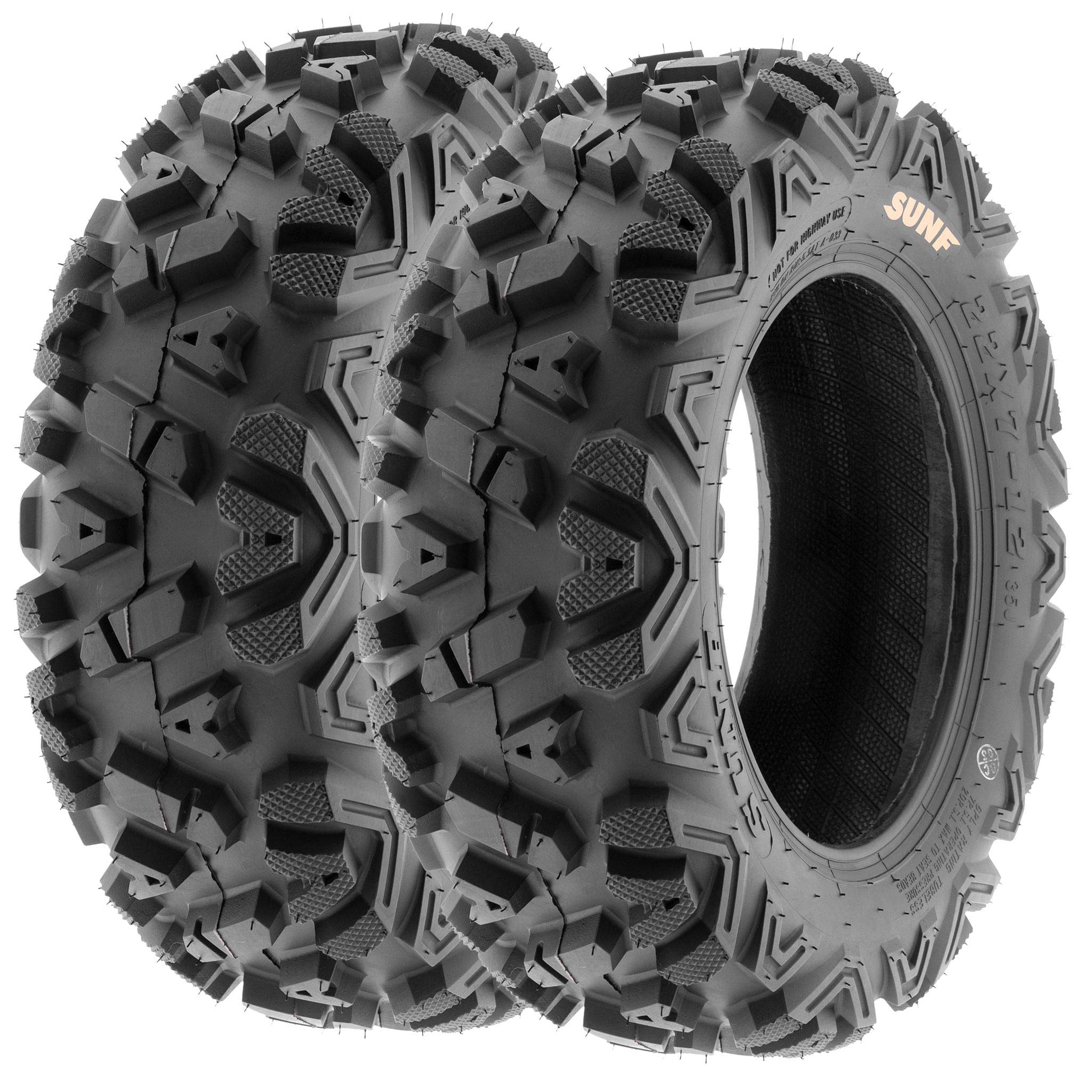 Sunf Power.I Atv/Utv All-Terrain Tire 22X7-12 Front & 22X10-12 Rear, Set Of 4 A033, 6-Pr, Tubeless