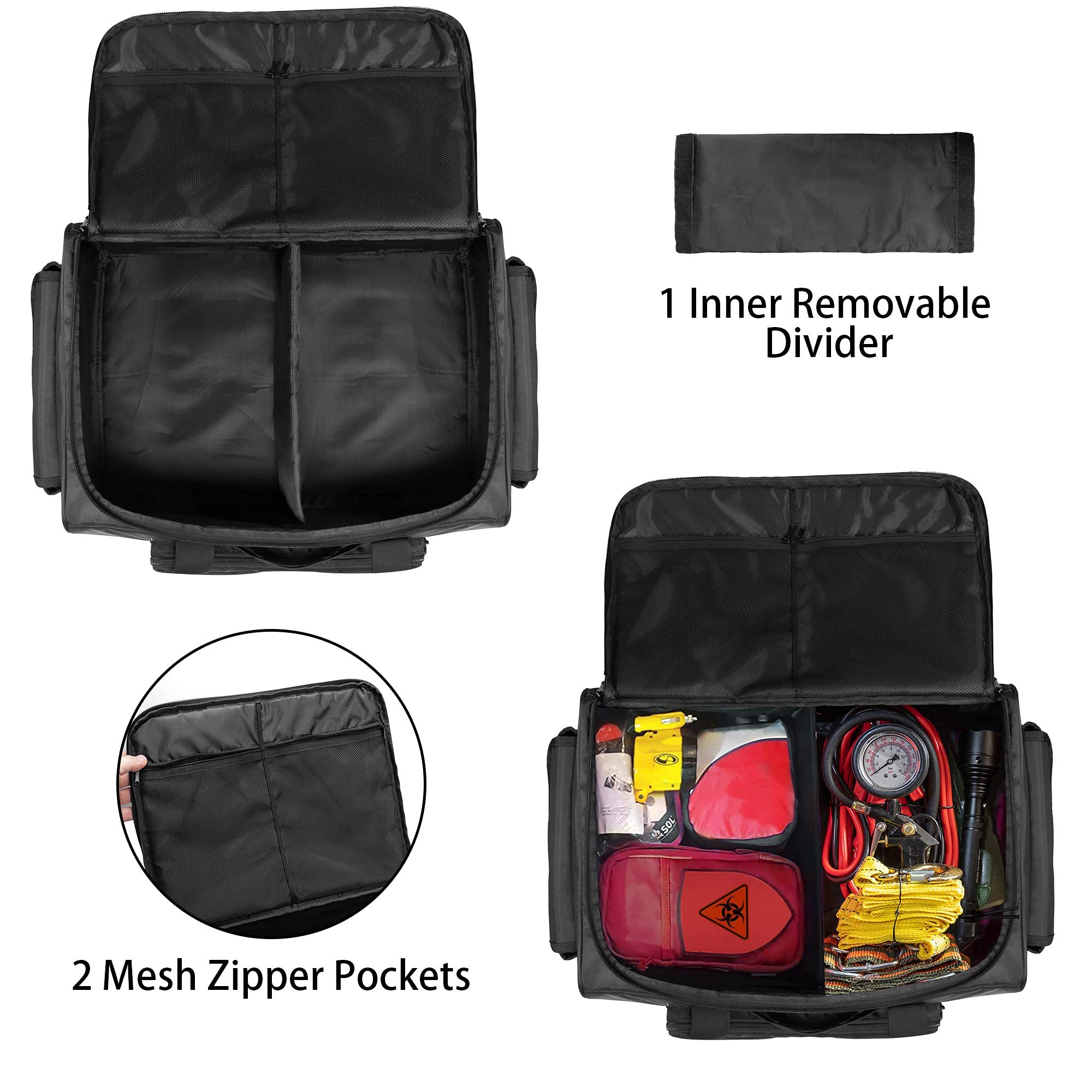 samdew Underseat Storage Bag - Truck Organizer, Medium, Nylon, Black, Model SD00401, with Detachable Divider & Anti-slip Bottom