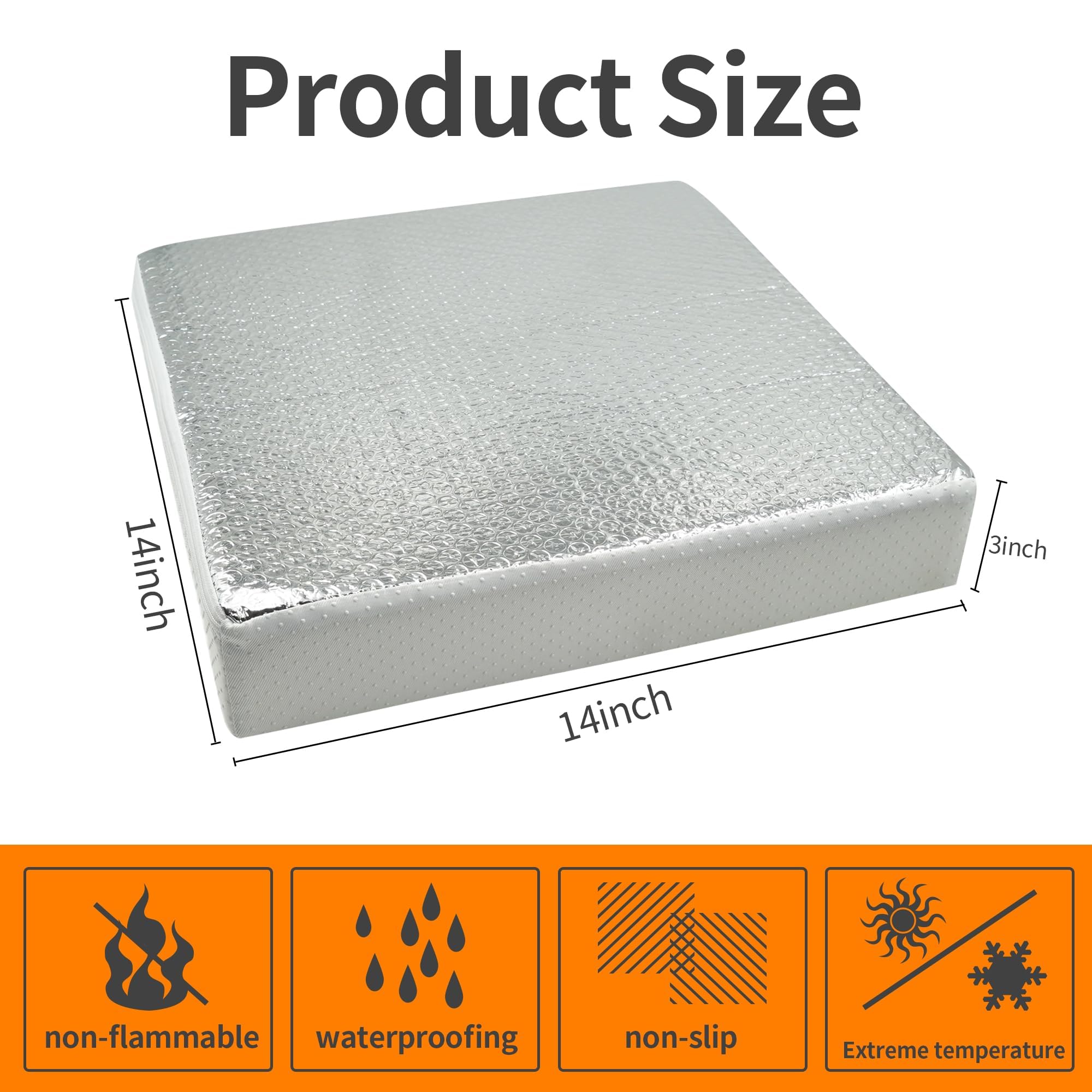 Runfider 14''x14''x3'' Universal Vent Insulator, RV Skylight Cover with Reflective Surface, Skylight Shade for Energy Savings an