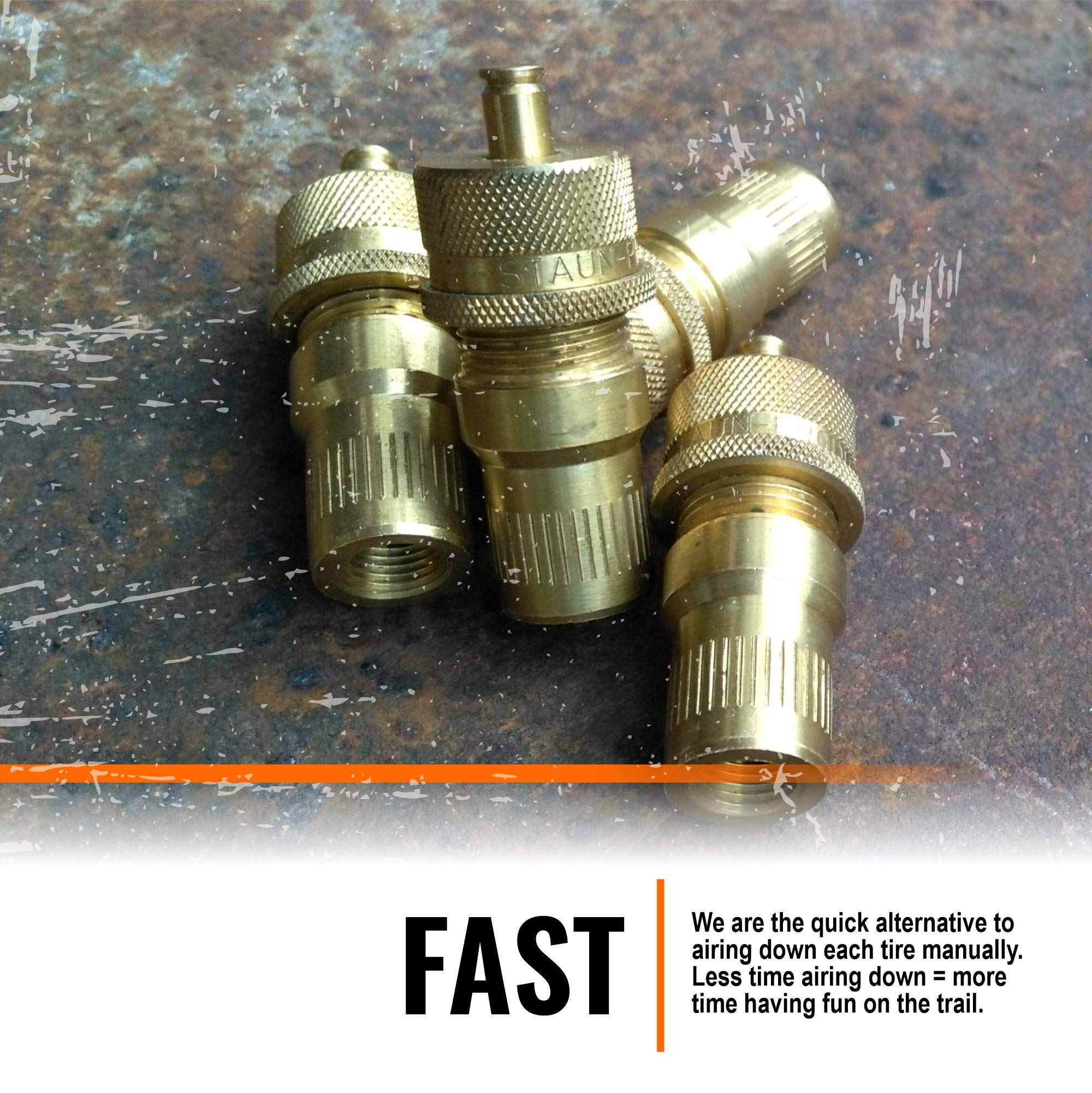 Staun Tyre Deflators - Automatic Tire Airdown 15-55 PSI, Brass, Model SCV HD