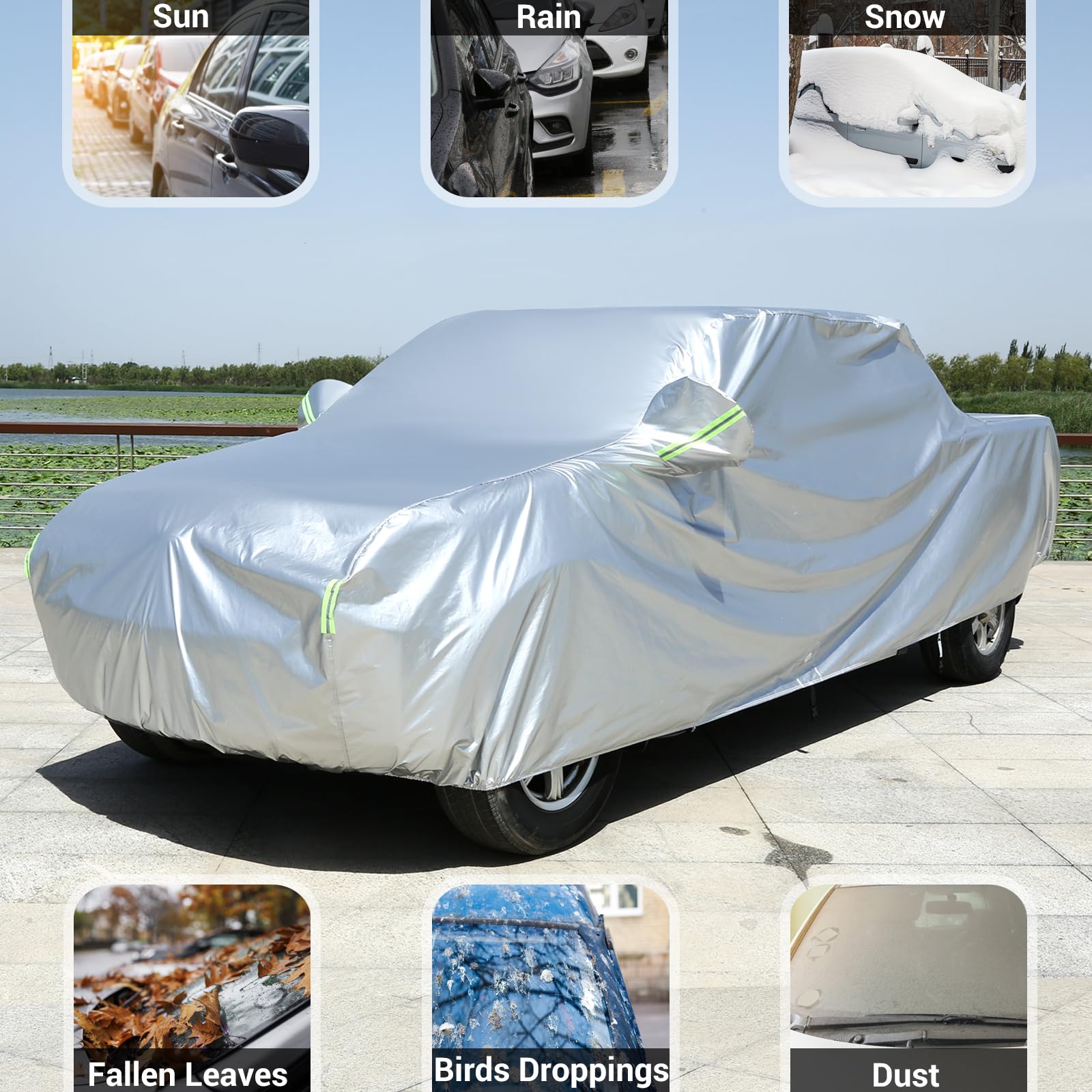 Tecoom Truck Cover Waterproof All Weather, Heavy Duty Pickup Cover Universal Fit For Ford F150, Toyota Tundra, Ram 1500, Chevy S