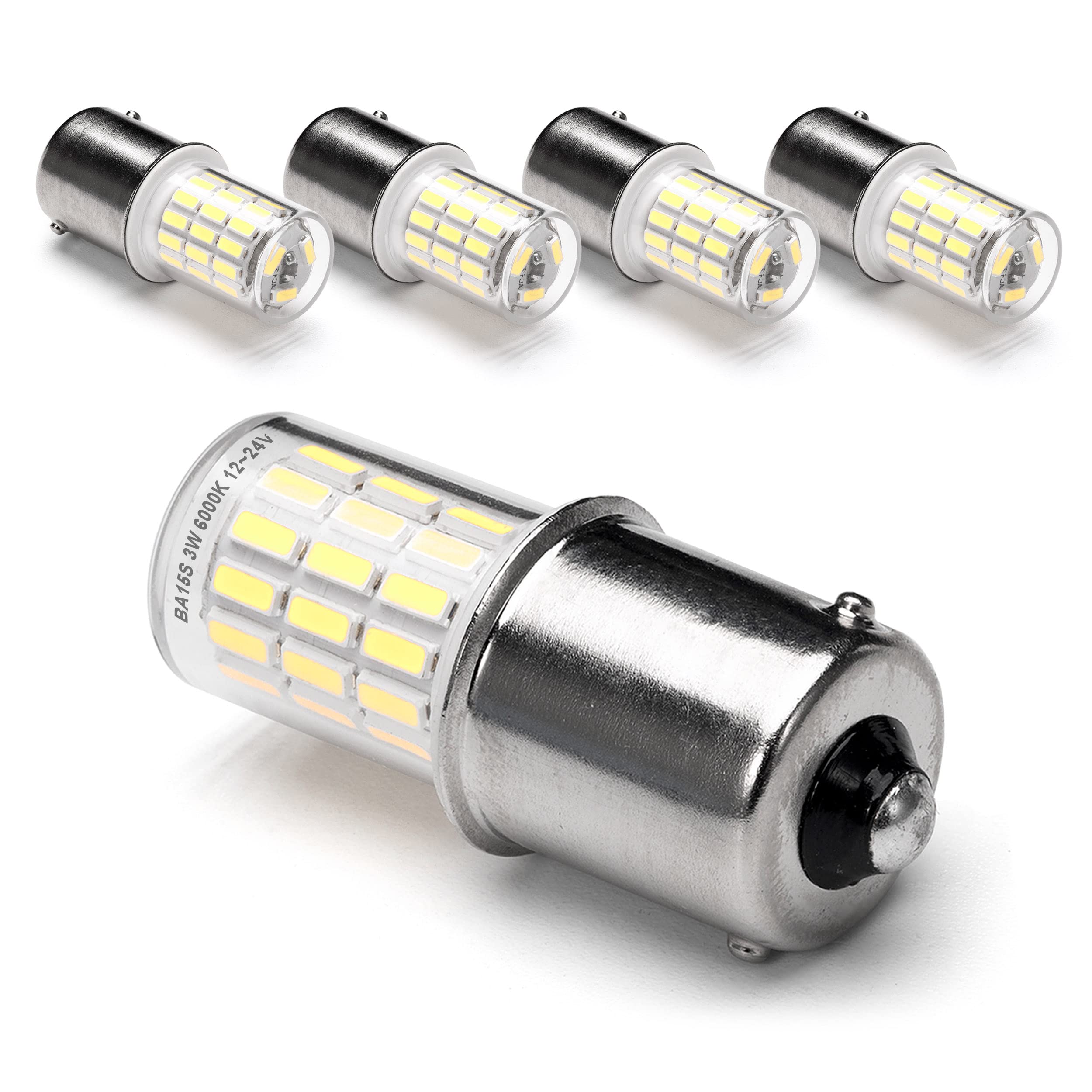12 Volt Ba15S Led Bulbs,1156 1141 6000K Daylight White,Dc Bayonet Single Contact Base,Ac10-24V Dc10-30Volt Low Voltage Ba15S Bul