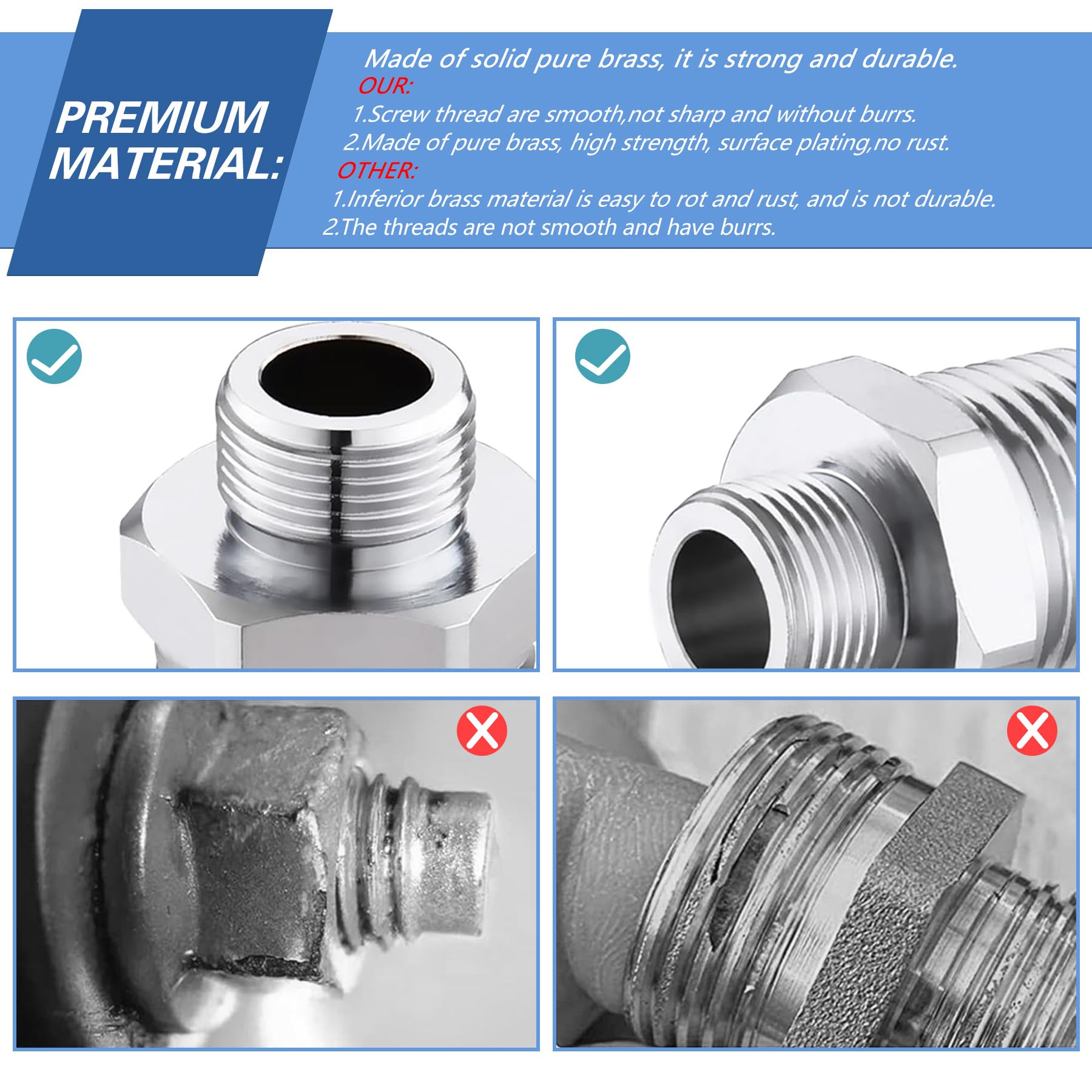 Carvedexquisitely RV Faucet Adapter, Stainless Steel 304, NPT 1/2" to Compression 3/8", 2 Pack, Model 1238rfa