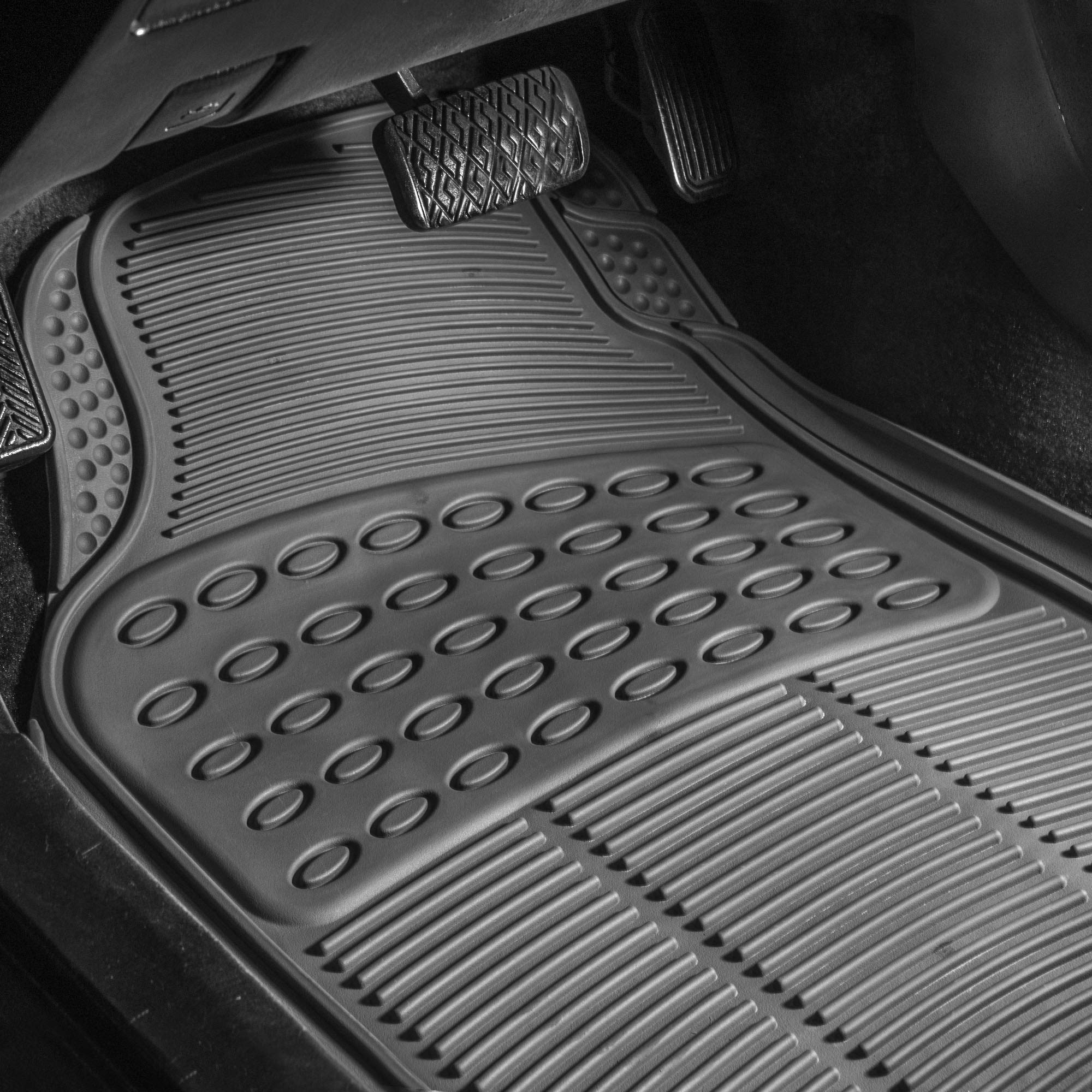 Fh Group Climaproof Trimmable Non-Slip Vinyl Floor Mats Full Set - Universal Fit For Cars Trucks And Suvs (Gray) F11306 + F16400