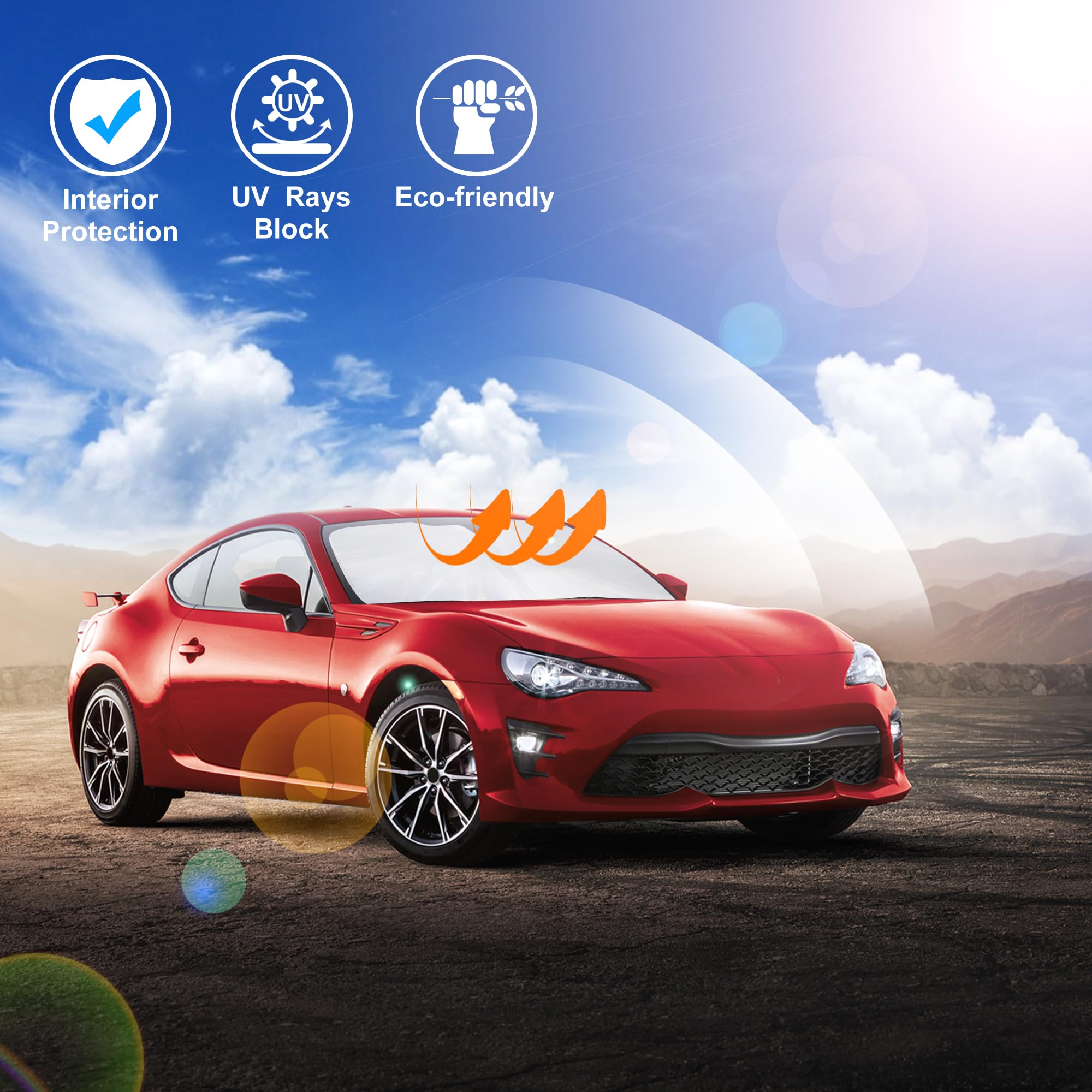 LHFLIVE Windshield Sun Shade - Custom Fit for Toyota 86/GR86, Subaru BRZ, Scion FR-S, Black/Silver, Model LHF1060, Polyester