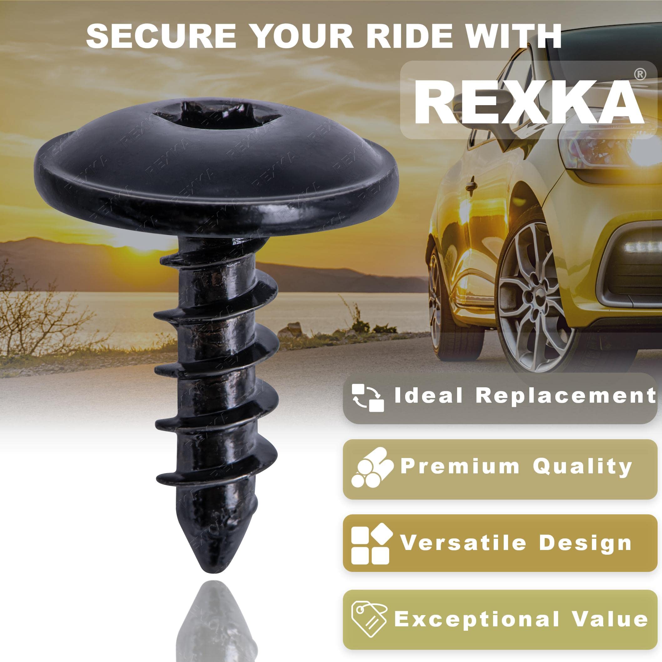 Rexka 50Pcs T25 Fender Liner Splash Shield Bumper Cover Self Tapping Torx Screw Compatible With N90974701 Volkswagon Audi Porsch