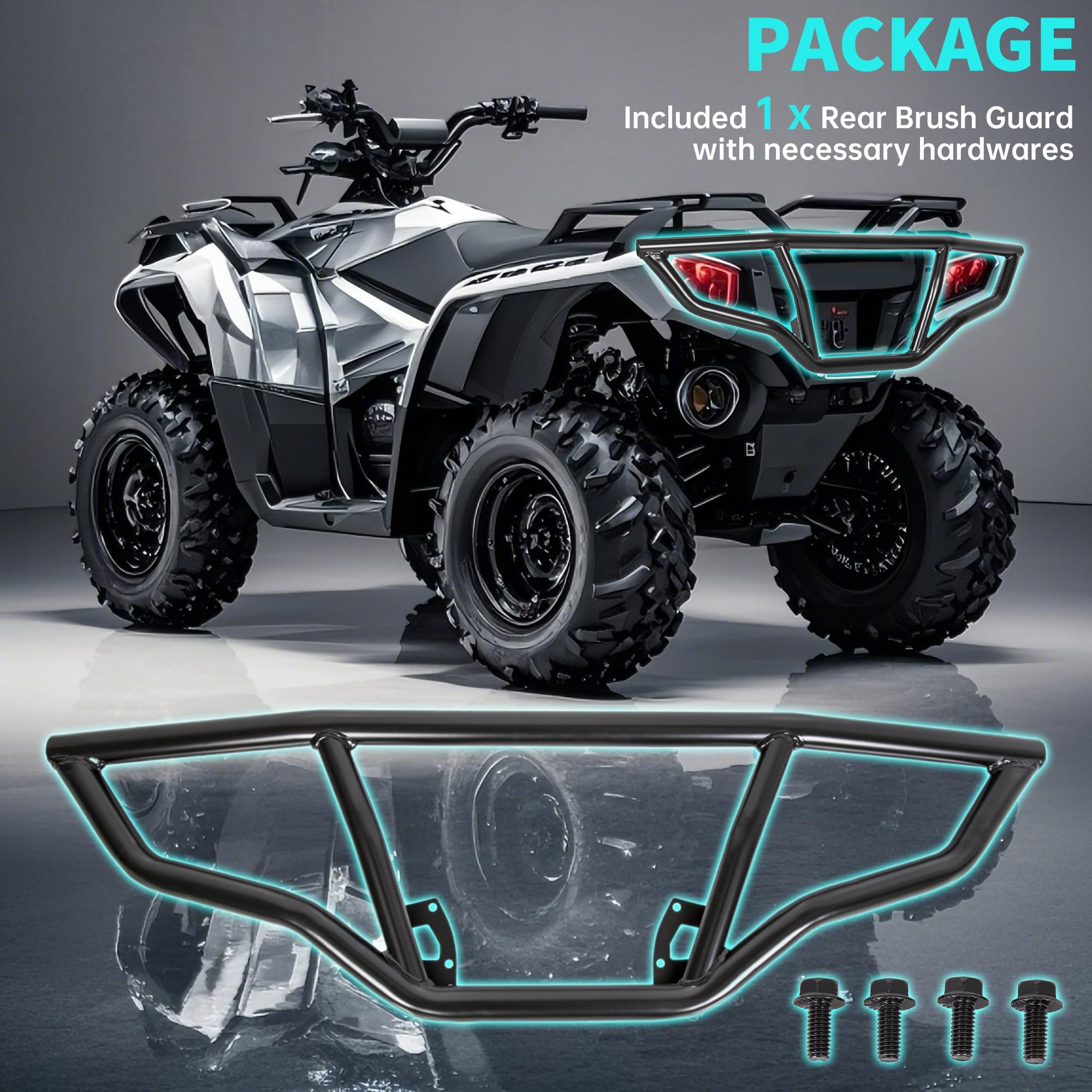 ECOTRIC Rear Brush Guard Bumper for 2014-2023 Polaris Sportsman Touring 570, Heavy-Duty Steel, Model ET-072, Black