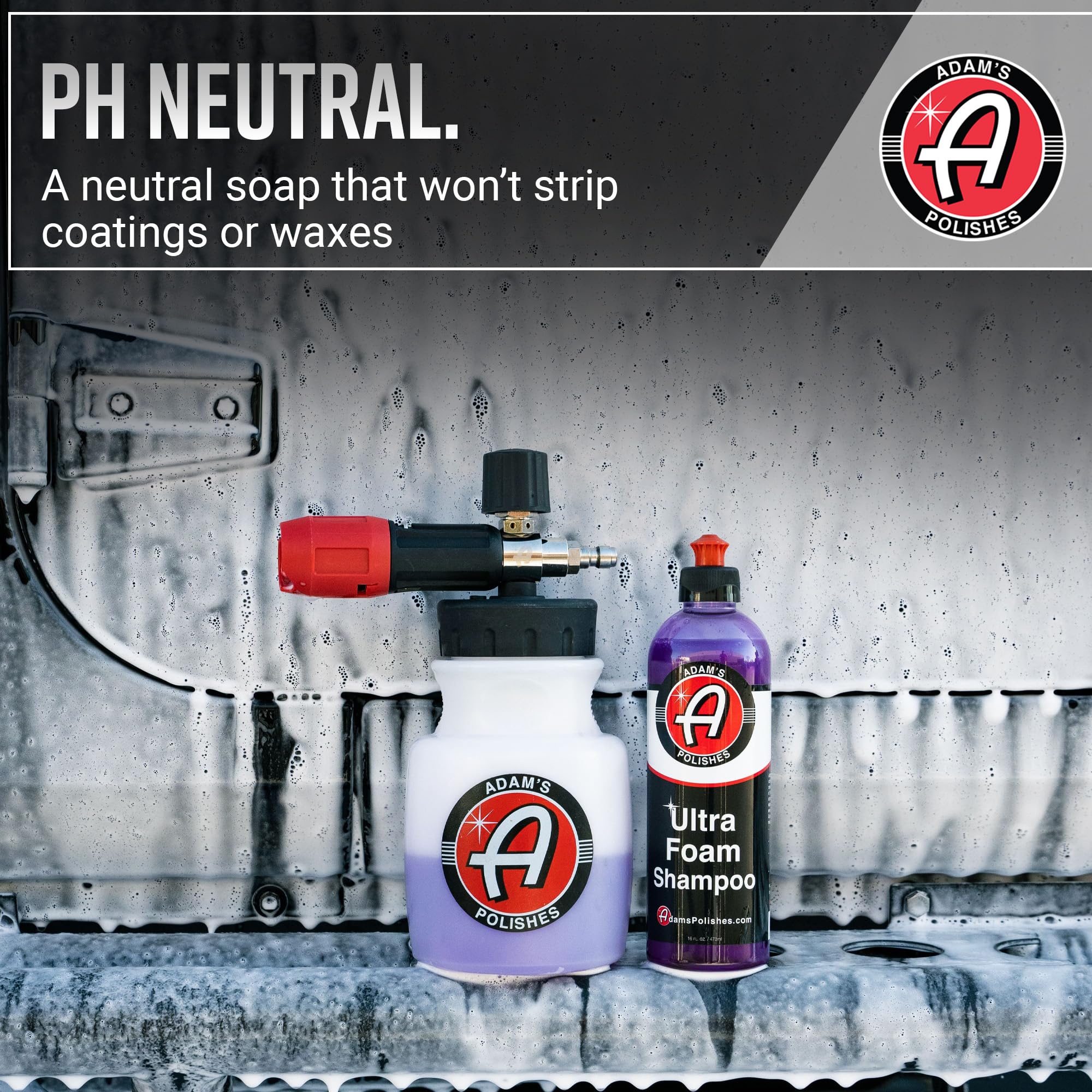 Adam'S Polishes Ultra Foam Shampoo 16Oz - Our Most Sudsy Car Shampoo Formula Ever - Ph Neutral Formula For Safe, Spot Free Cleaning - Ultra Slick Formula, Wont Scratch Or Leave Water Spots