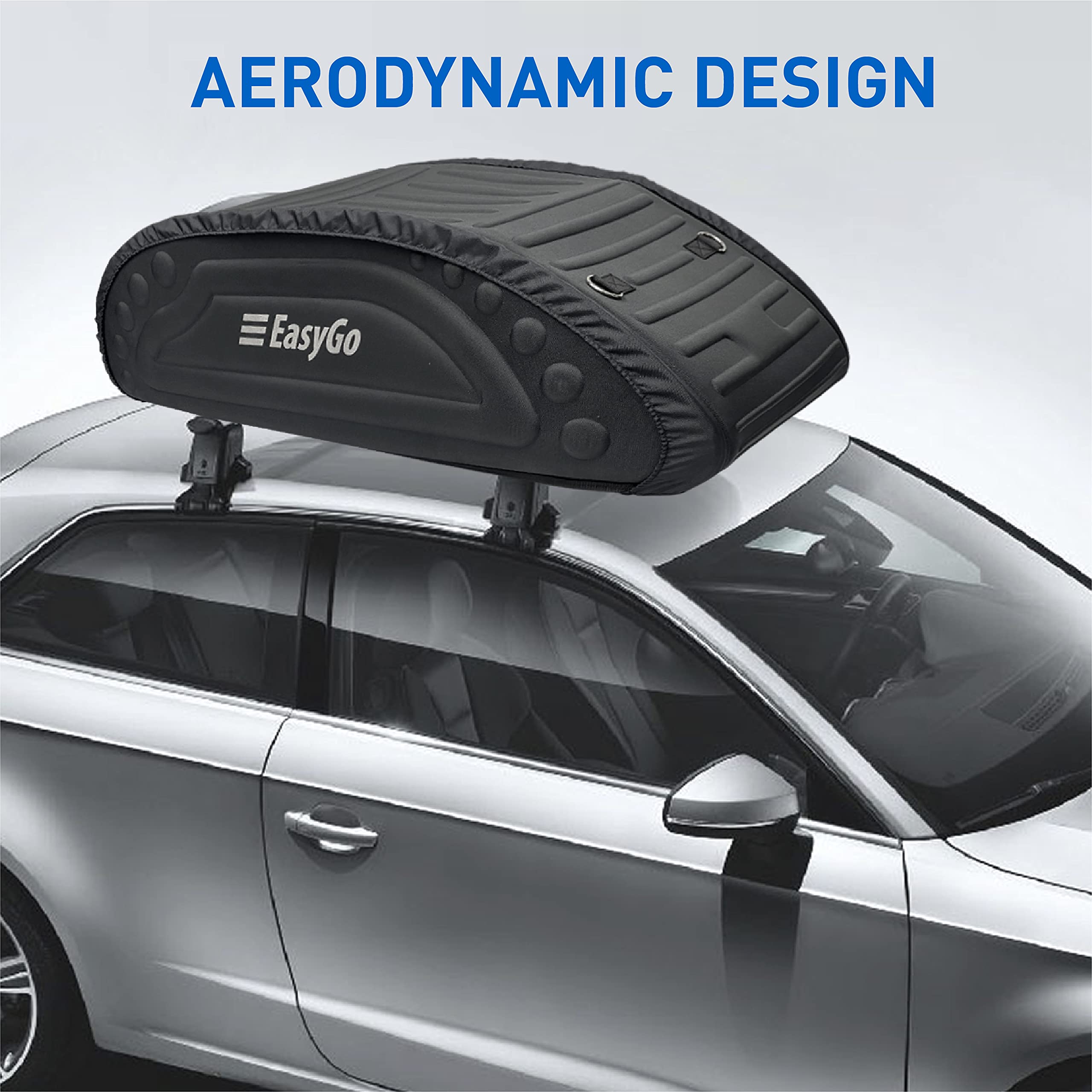 EASYGO Aerodynamic Rooftop Cargo Carrier Bag - 8 Cubic Feet, Soft Black Luggage for SUVs with/Without Rack