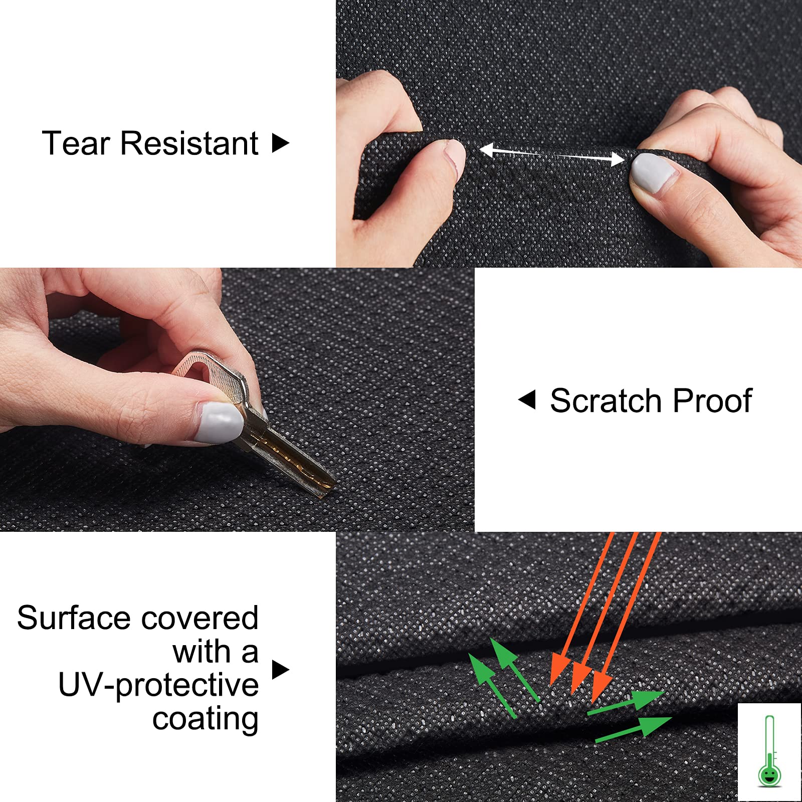 SYERAL Tire Covers Set of 4, 5-Layer Nonwoven Waterproof, Anti-UV for RV, Truck, SUV, Size S (25-27"), Black, Model CE04269BK