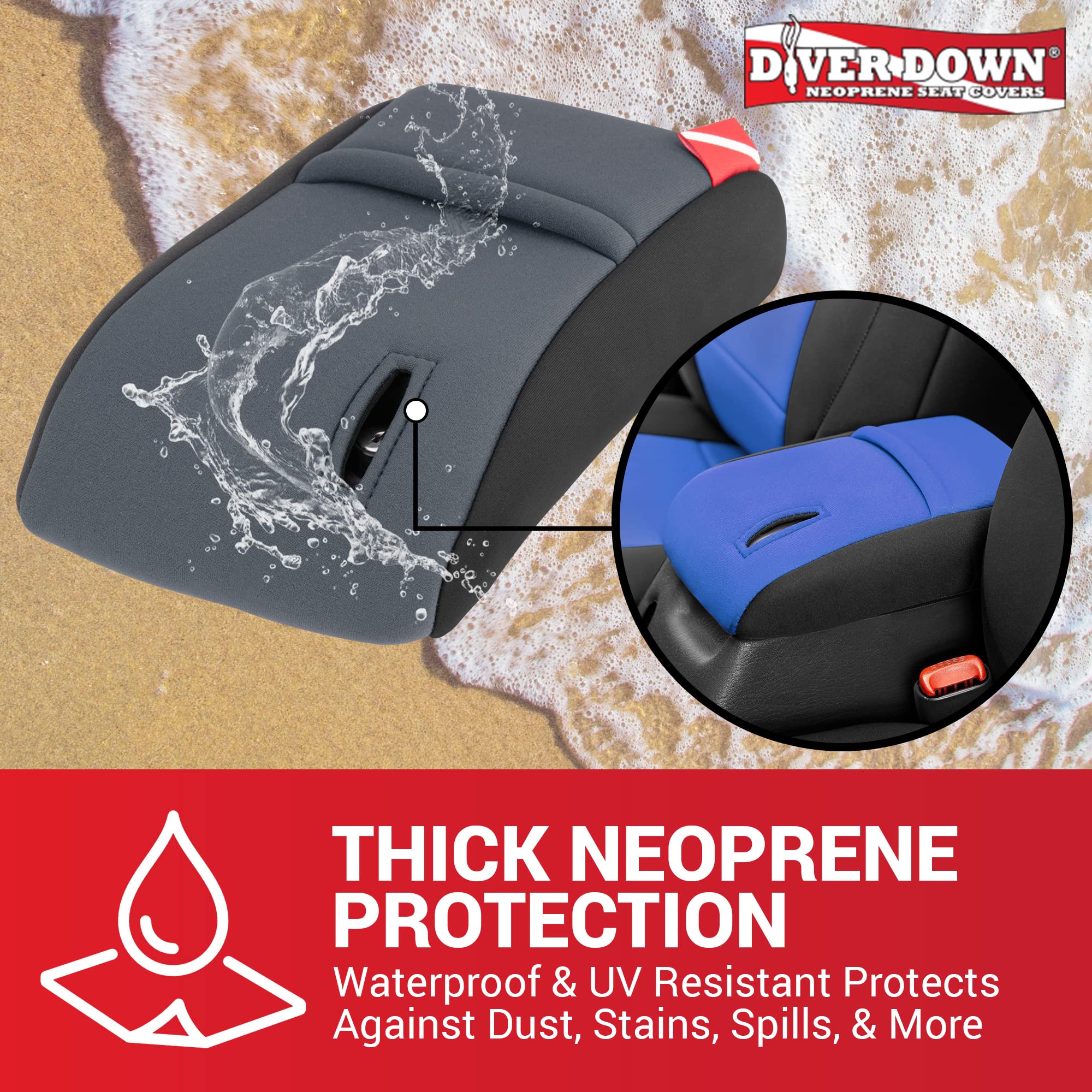 Diver Down Neoprene Center Console Cover - Fits Jeep 1997-2006 Tj Wrangler - Cushioned Armrest Cover - Doesn'T Burn Your Elbow - Tight Custom Fit - Comfortable Foam Armrest Pad (97-00 Red)