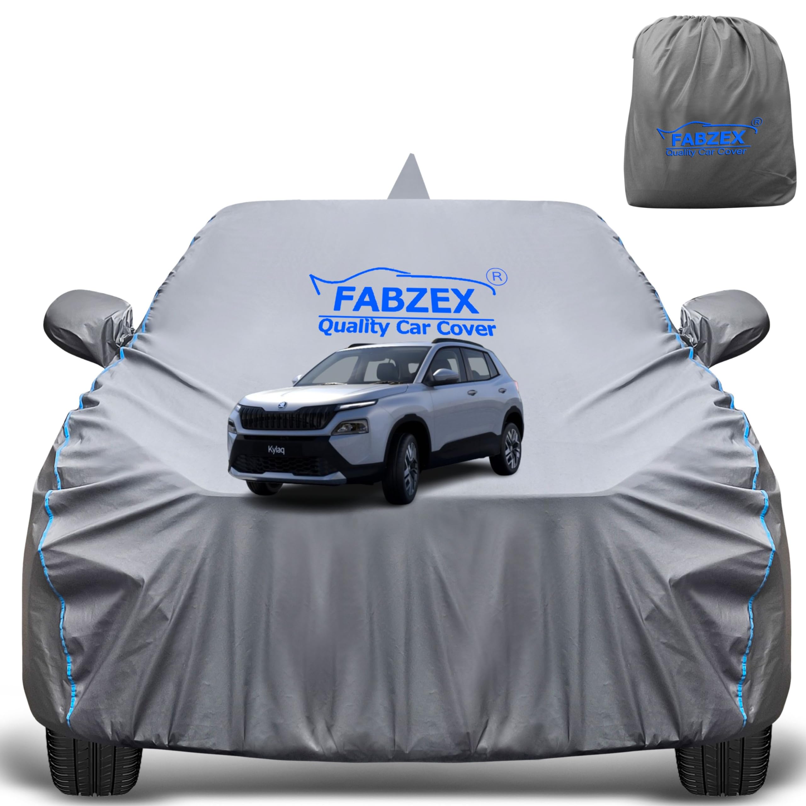 FABZEX Waterproof Car Body Cover Compatible for Skoda Kylaq (All Models) with Mirror and Antenna Pocket,Triple Stitched,Bottom E