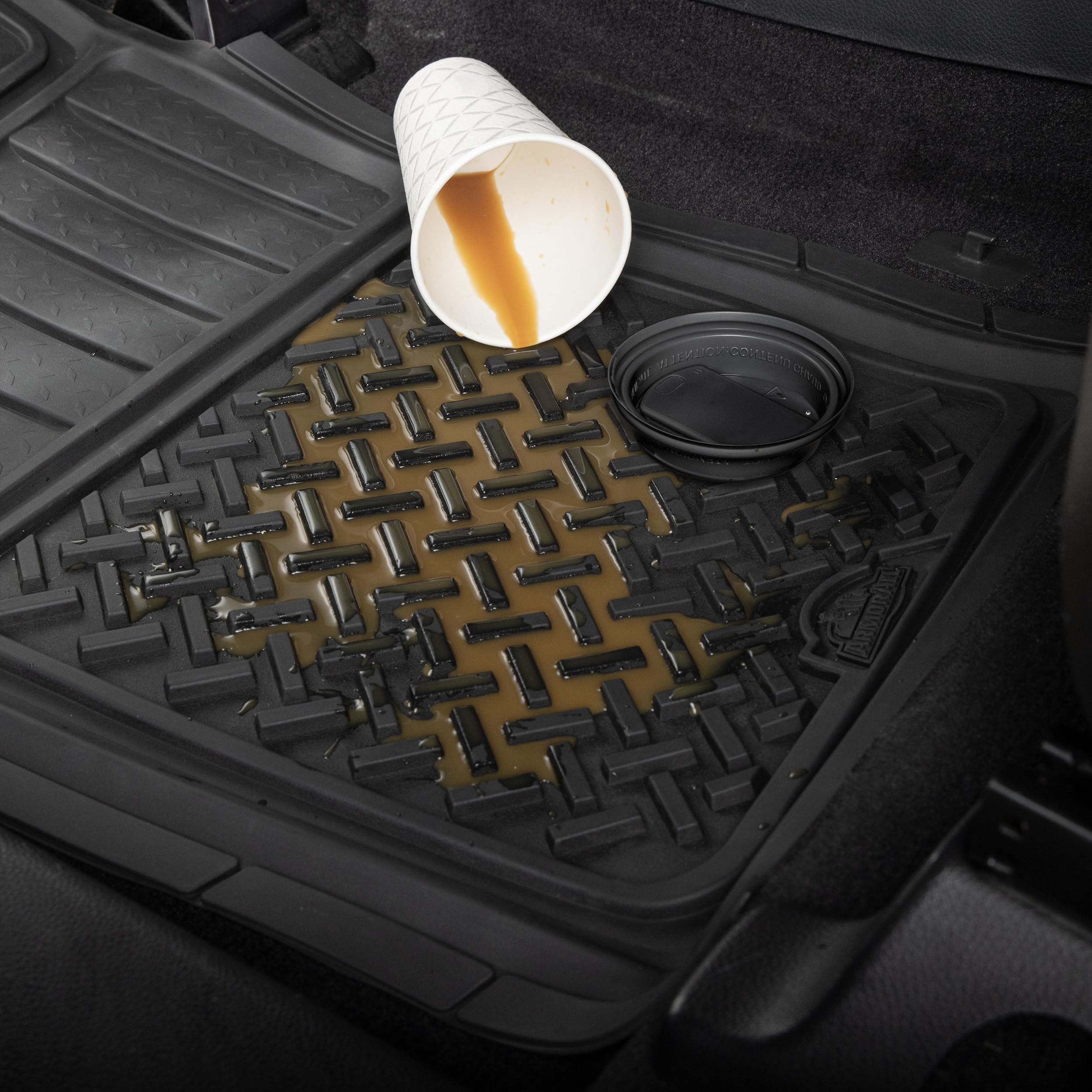 Armor All 78830 2-Piece Black Rubber All-Weather Trim-To-Fit Floor Mats For Trucks And Suvs
