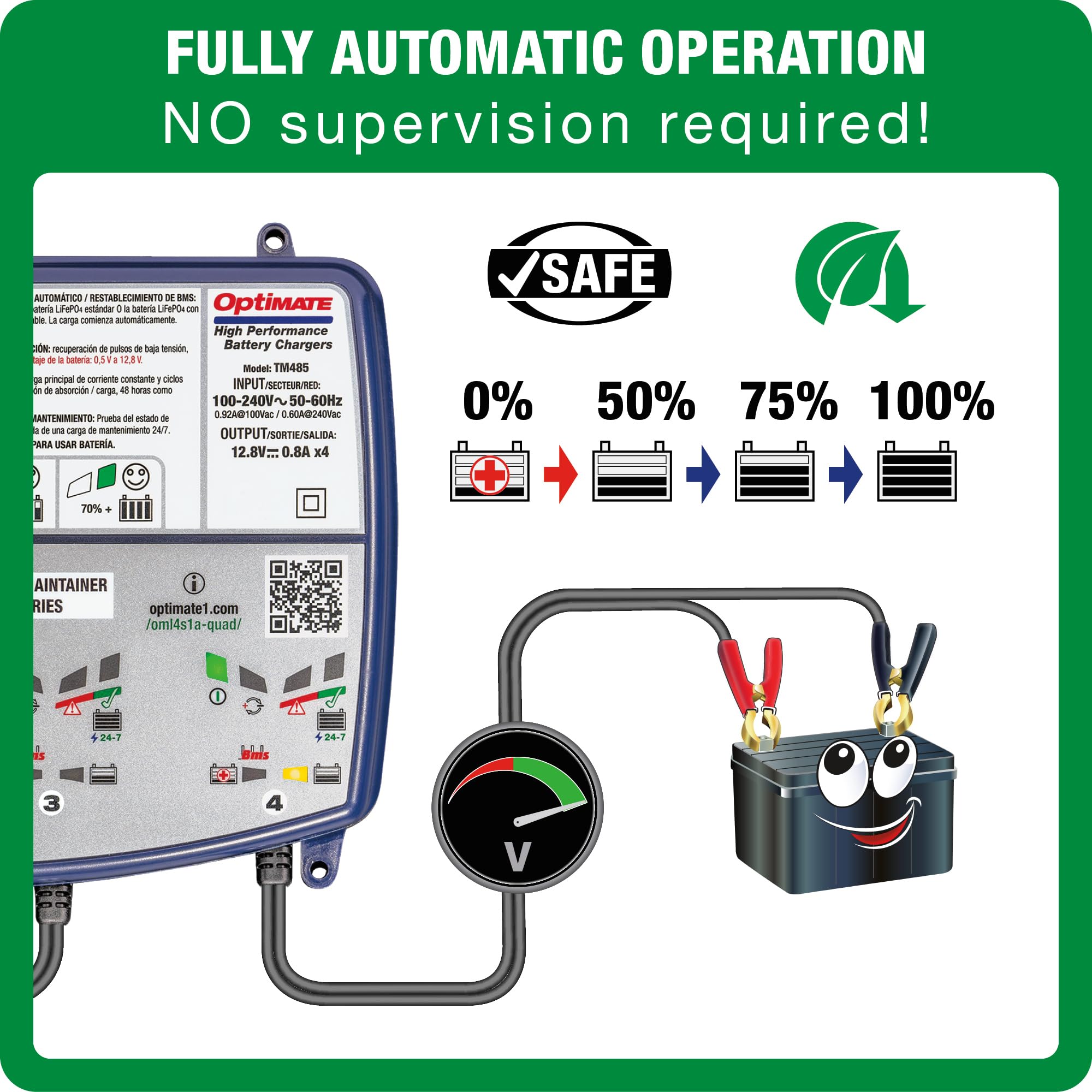 Optimate Tm-291 Lithium 4S 5A 10-Step 12.8V 5A Sealed Battery Saving Charger & Maintainer