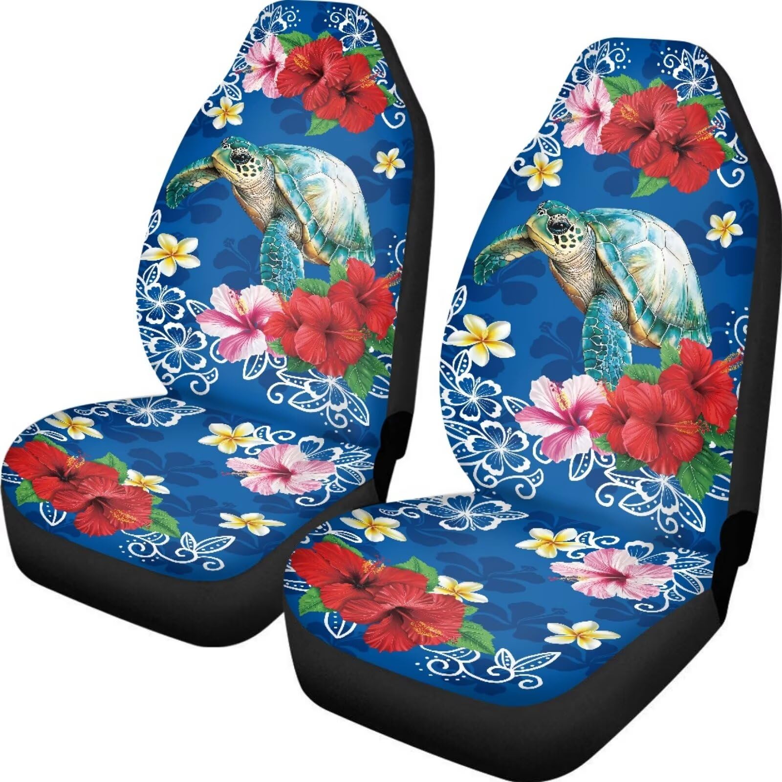 Bigcarjob Floral Turtle Car Seat Cover Full Set Universal Car Interior Accessories Set Car Front Seat Covers Auto Interior Seat