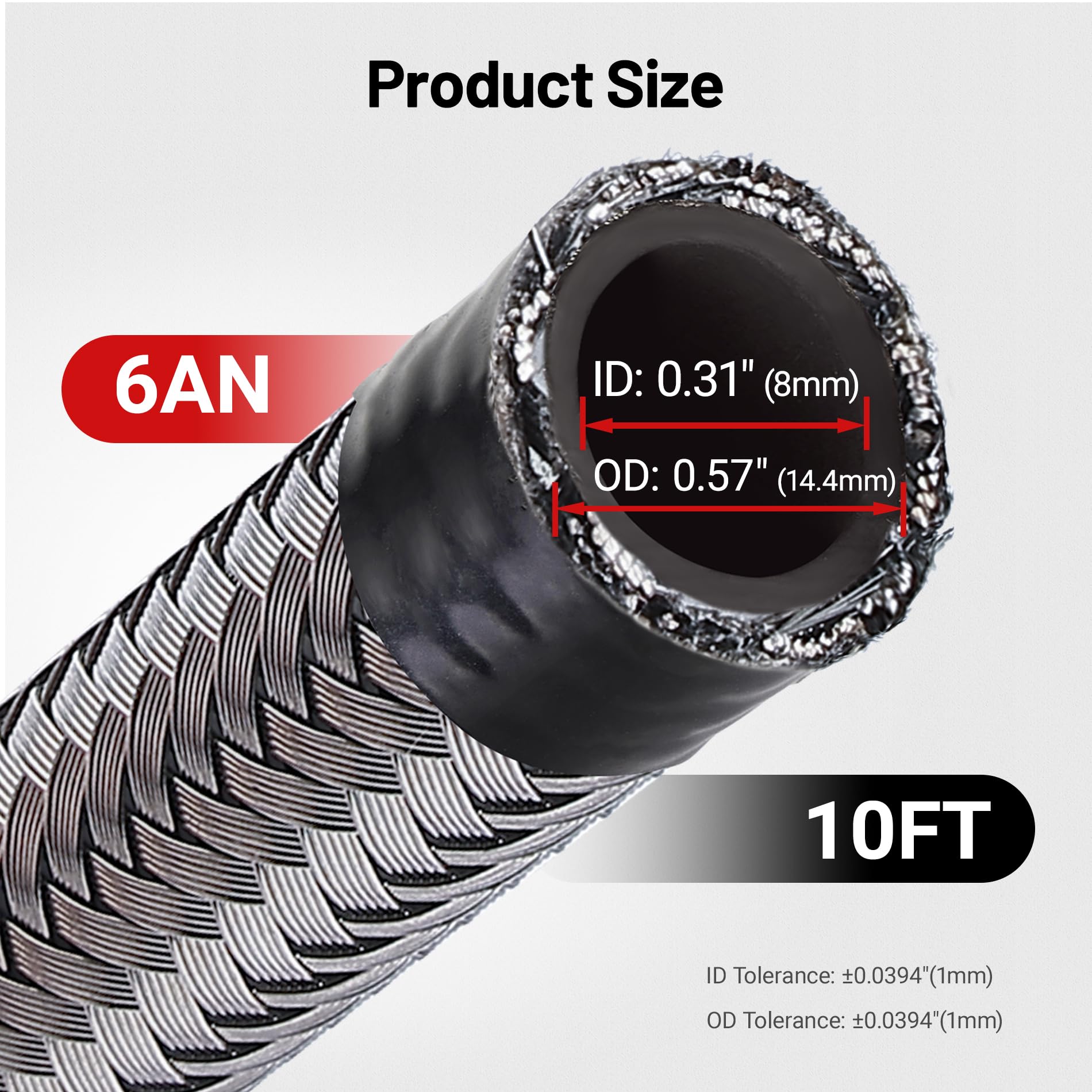 Evil Energy 6An Fuel Line, An6 Braided Fuel Hose Nylon Cpe 10Ft Silver