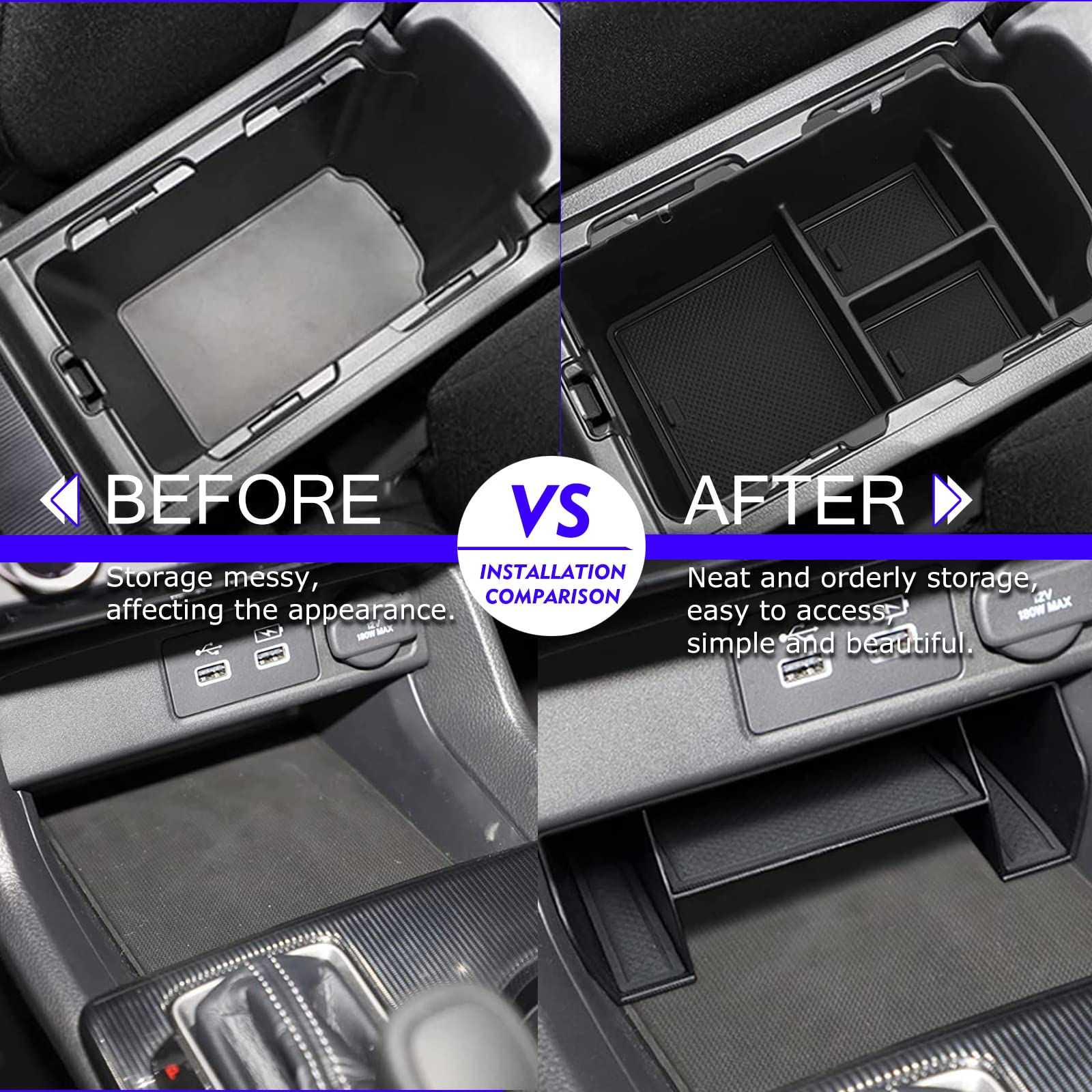 XXCIWP Black Console Organizer Tray for 2022-2025 Honda Civic 11th Gen Sedan & Hatchback, 2pcs Accessories
