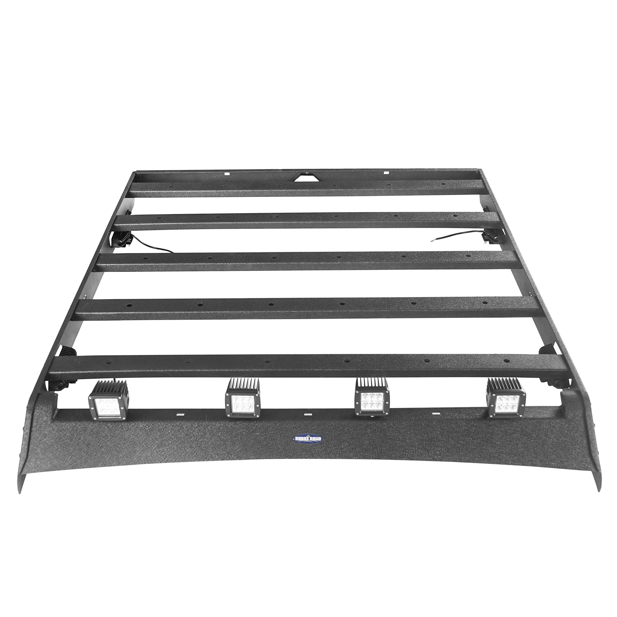 Hooke Road Ram 1500 Top Roof Rack Crossbar Cargo Basket Luggage Carrier Compatible For Dodge Ram 1500 2009-2018 Pickup Truck, Include Front & Side Lights