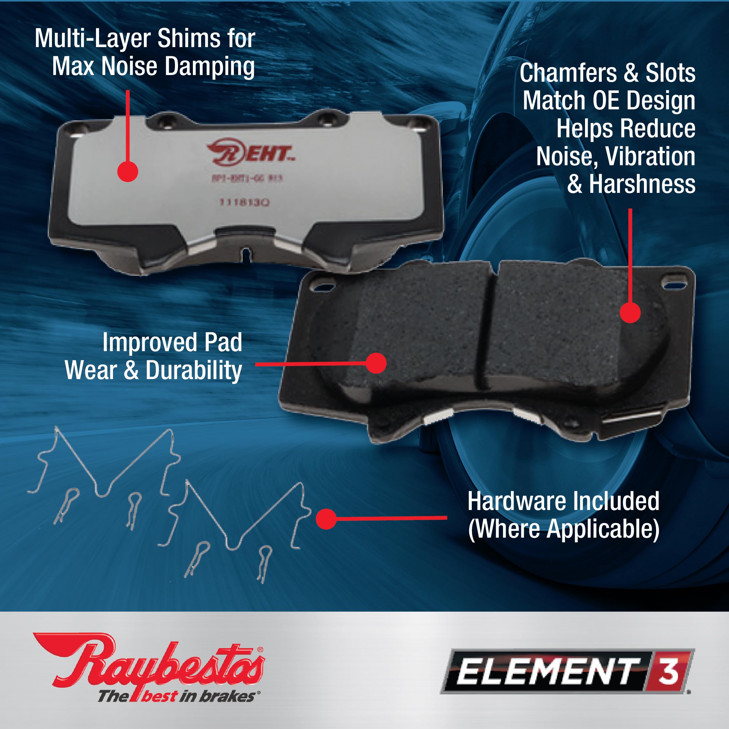 Raybestos Element3 Automotive Replacement Front Brake Pad Set For Select Chevrolet, Saturn, Pontiac (Eht1160H)