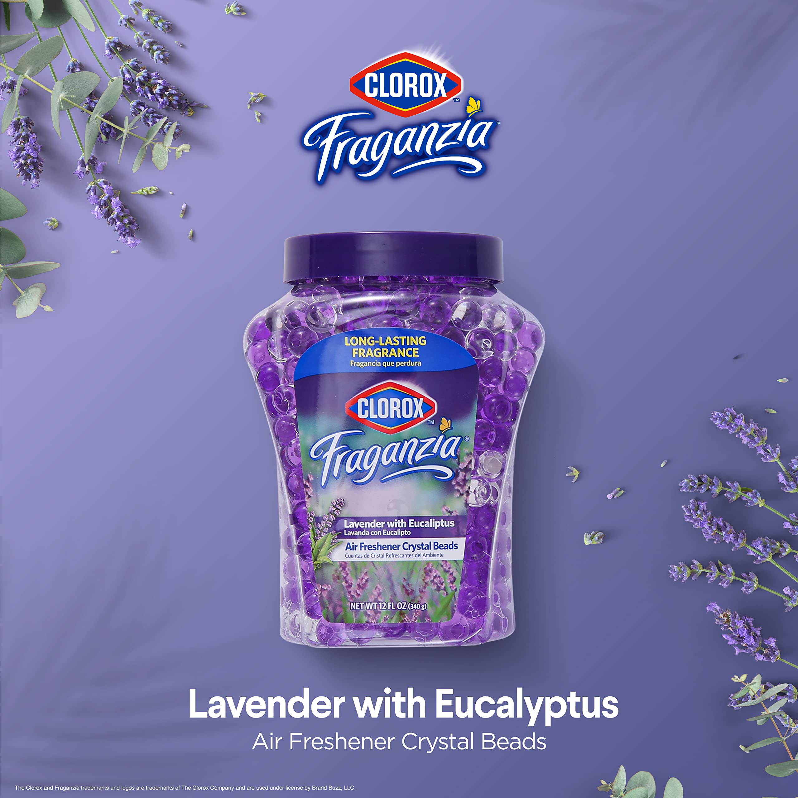 Clorox Fraganzia Air Freshener Beads, Double Pack 12oz, Fresh Ocean Breeze & Lavender, Model BB26922 for Homes, Bathrooms, and Offices