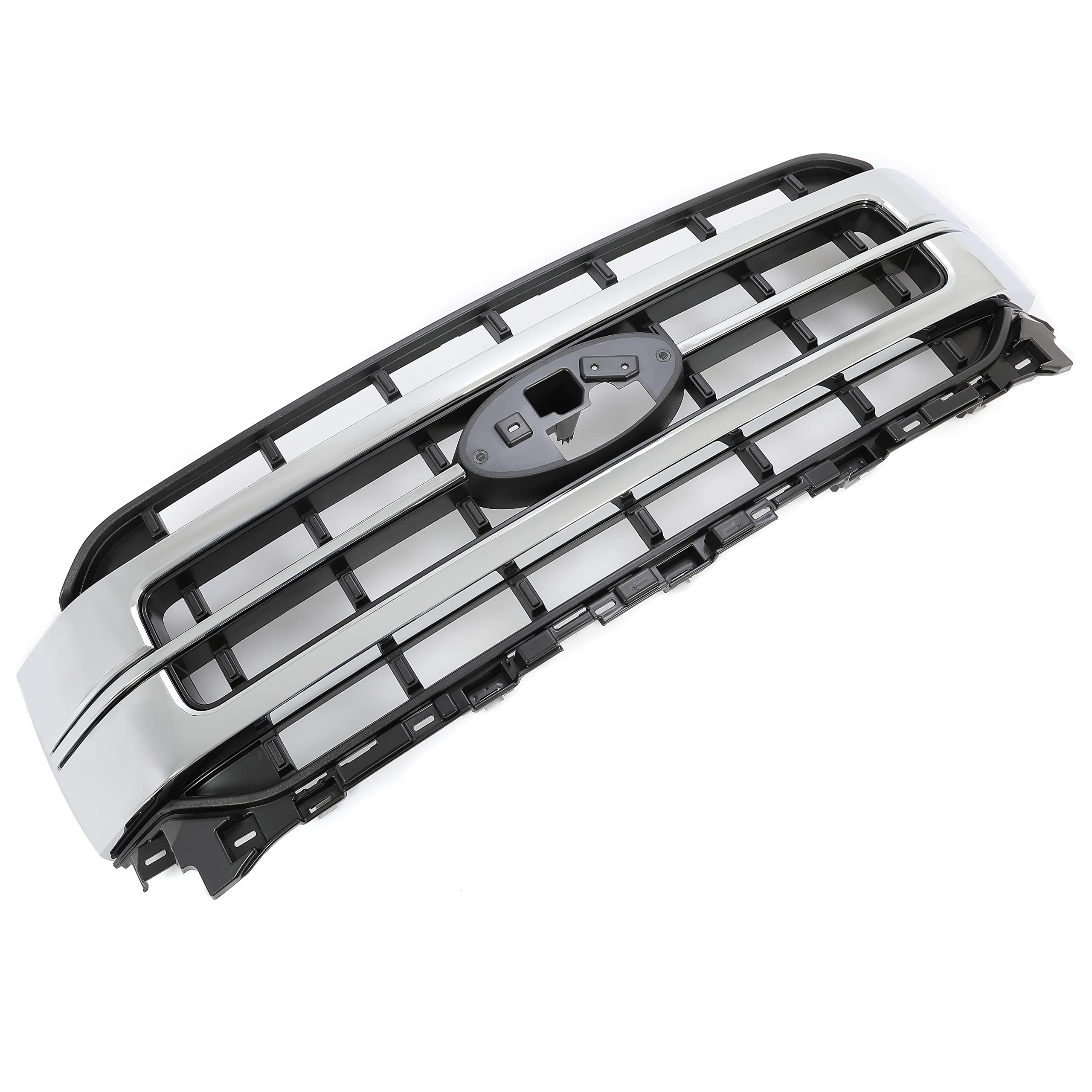 KUAFU Front Bumper Grille for 2021-2023 Ford F150, Chrome Silvery+Black, Model GO-1952, Durable ABS Material