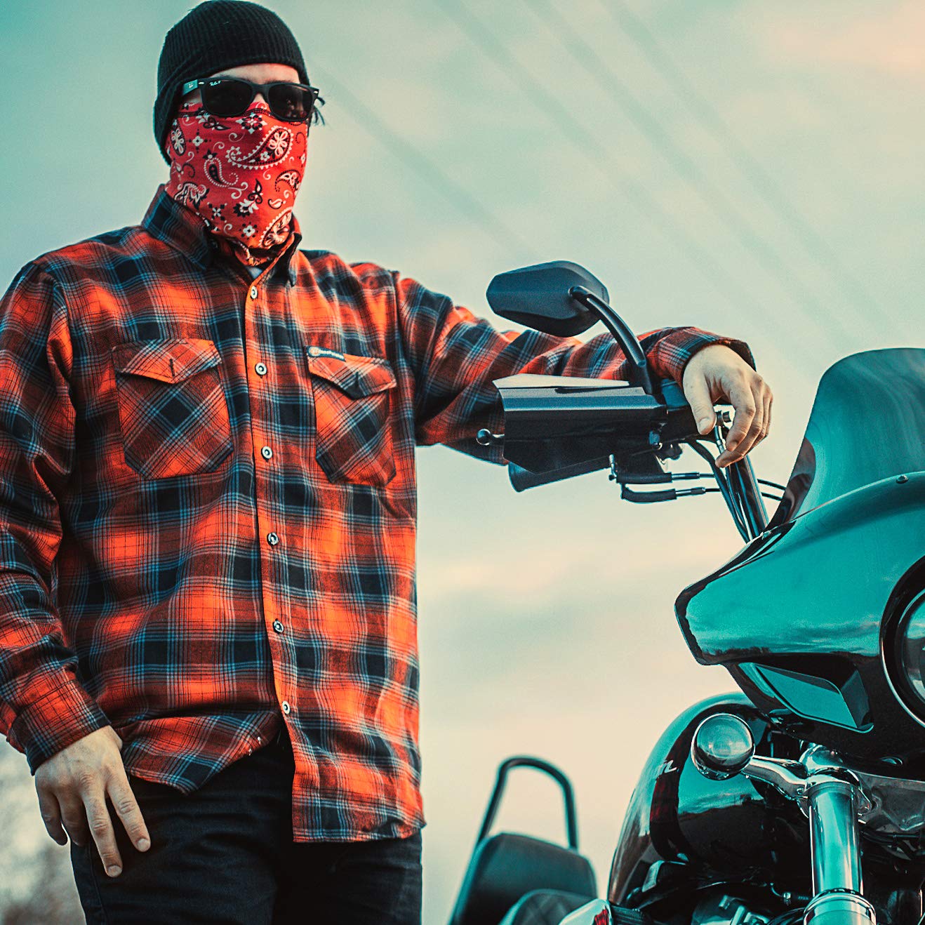 Indie Ridge Motorcycle Face Mask - Red Microfiber Ski Snowboard Mask, One Size, Model G-4, Paisley Design