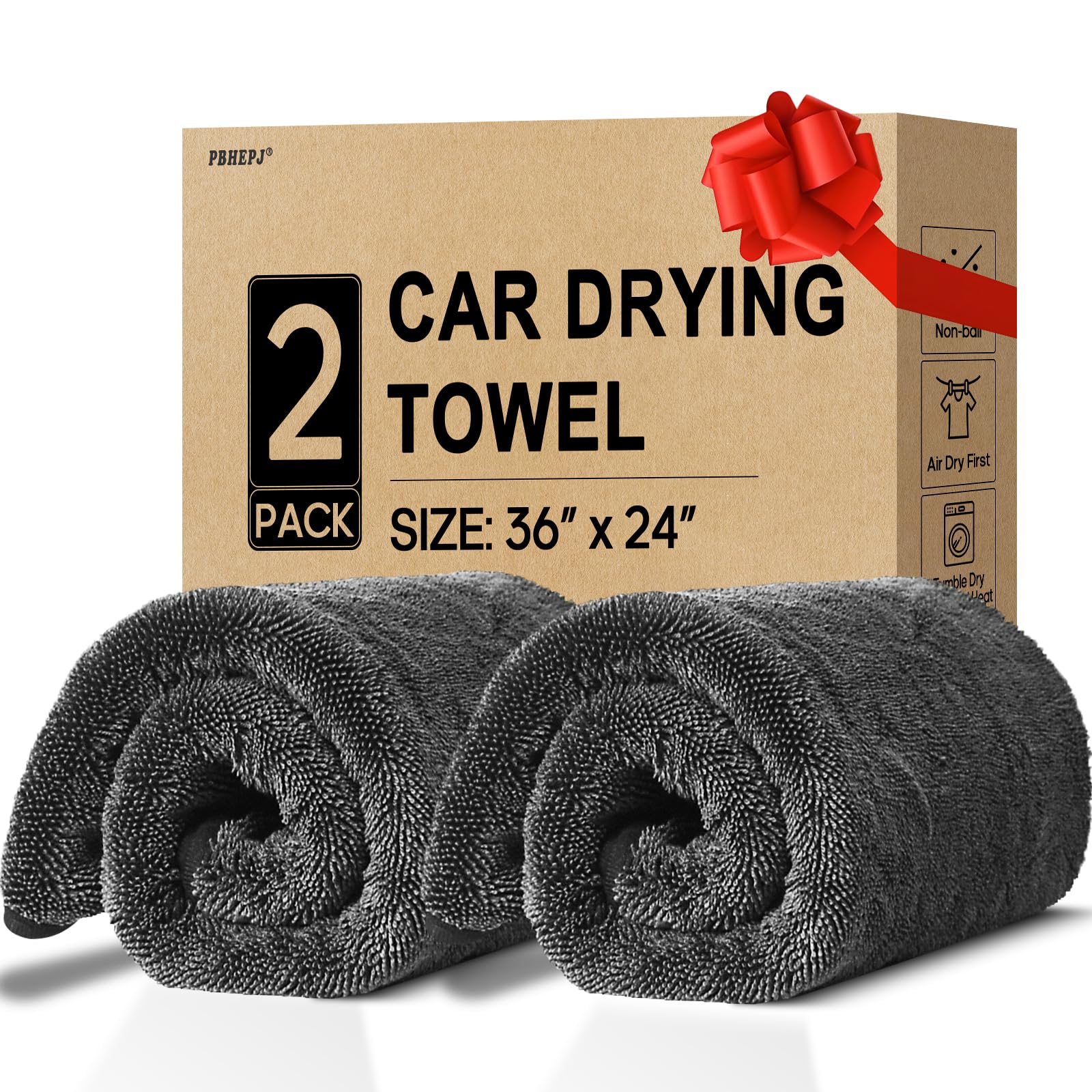 PBHEPJ 2 Pack Microfiber Towels (36x 24) Extra Large Ultra Absorbent Drying Towel for Cars and Trucks, Without Streaks, Scratche