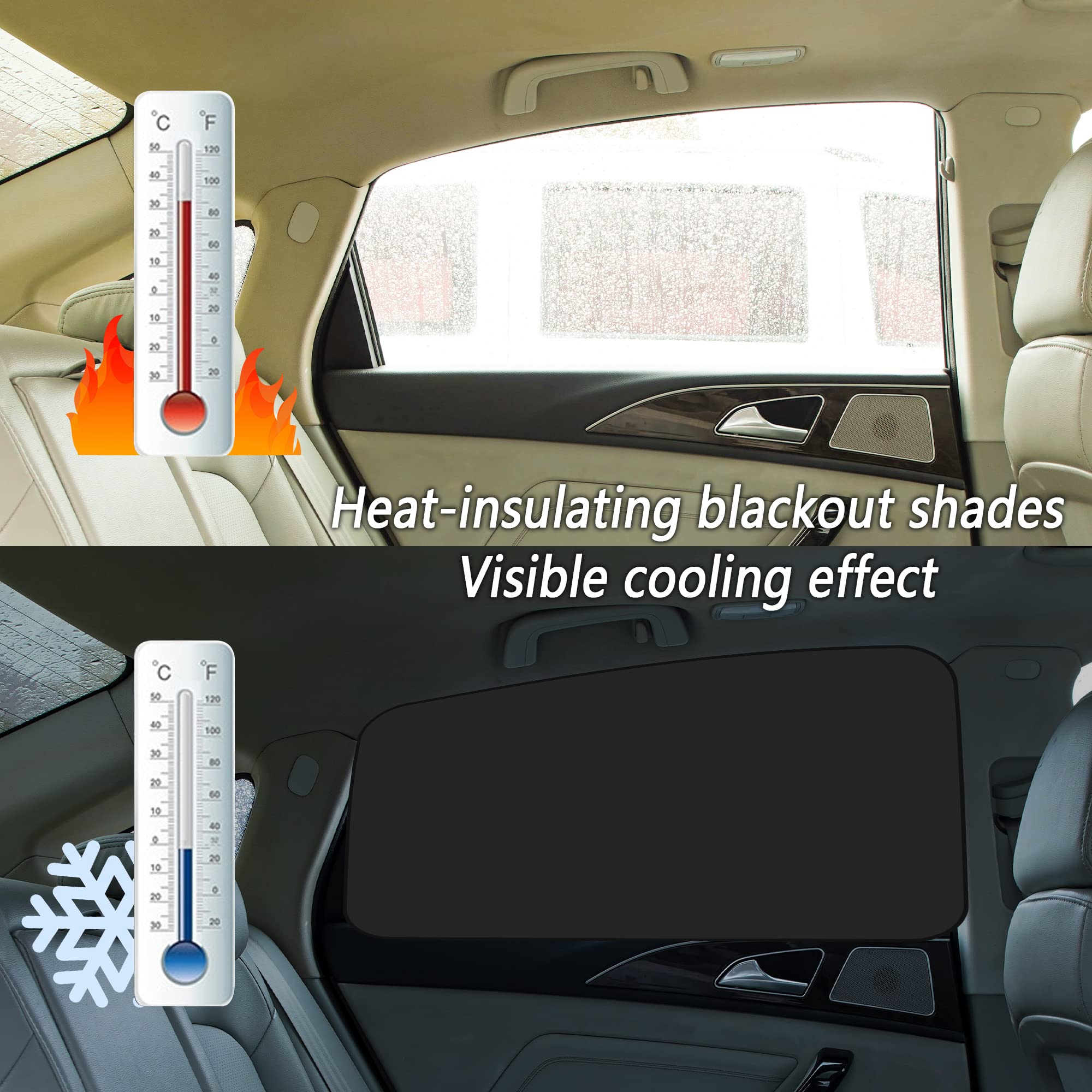 2Pack Car Window Shades with Magnets,100% Strong-Light Blocking&UV Protection Car Privacy Shades,Auto Essential Interior Accesso